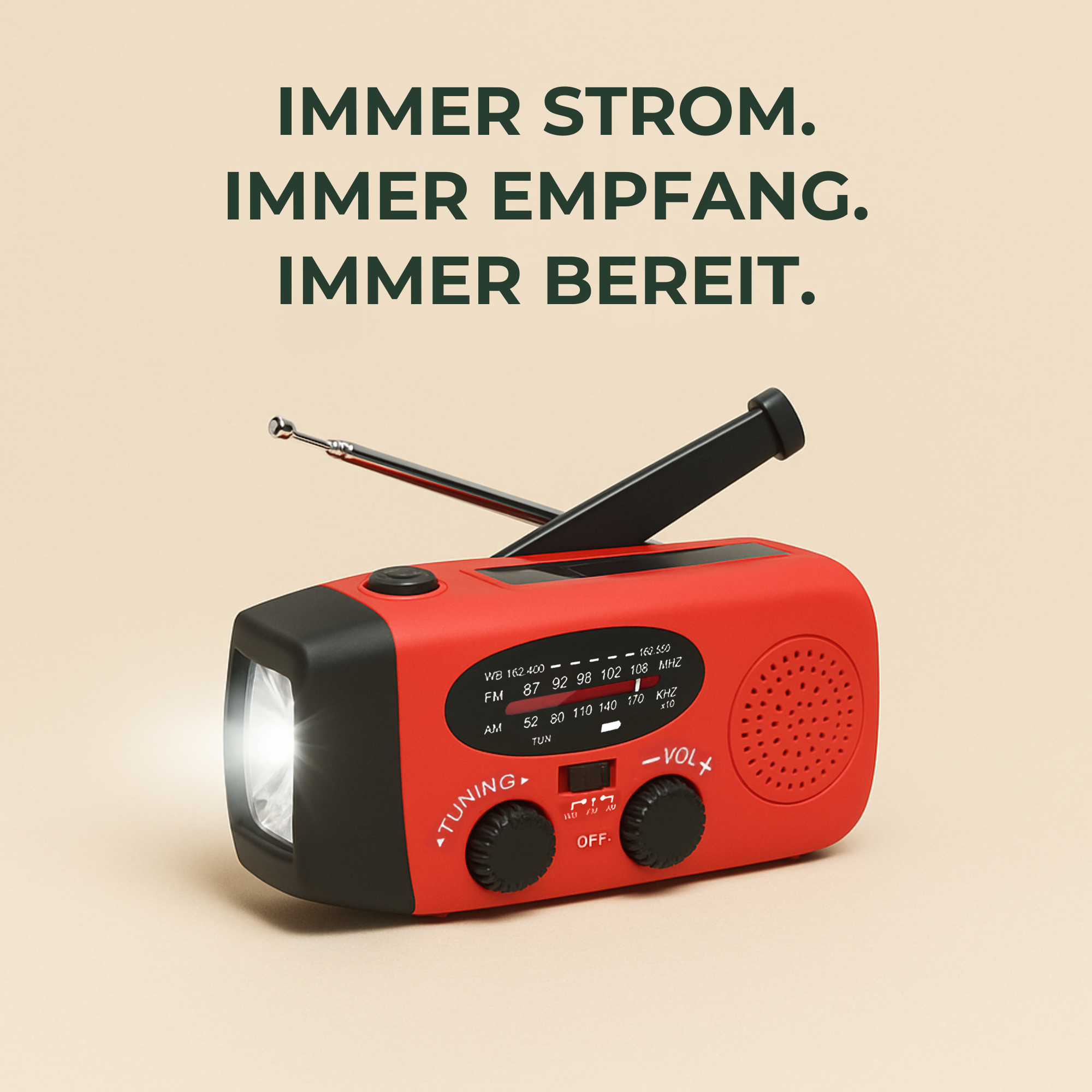 PowerUp – Solar Notstrom Powerbank mit Kurbel | Autarke Stromquelle für Camping, Outdoor & Stromausfall