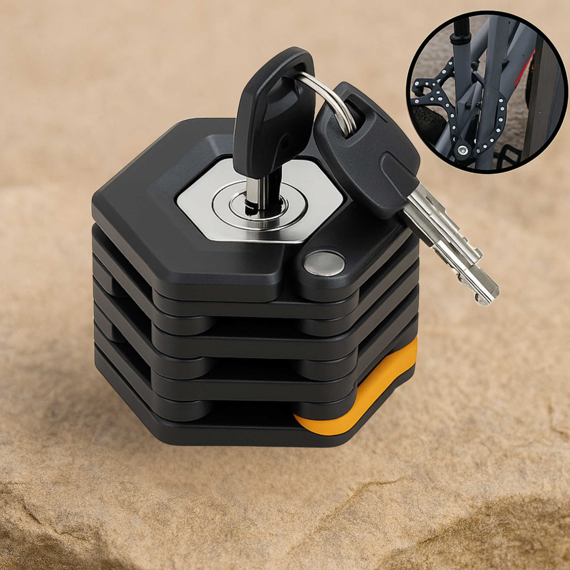 SteelShield – Faltschloss Fahrrad Sicherheit | gehärteter Stahl rostfrei | Pendler & Stadtfahrradfahrer