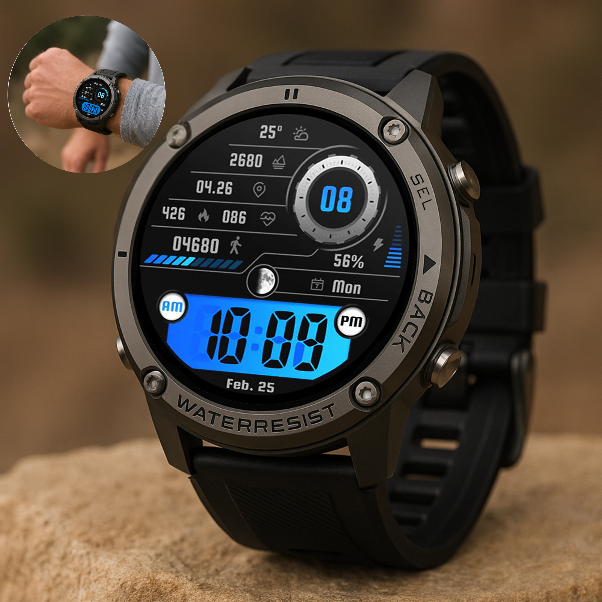 GearPro – GPS Smartwatch wasserdicht | Dual-Band Navigation kratzfest | Outdoor Sport & Alltag