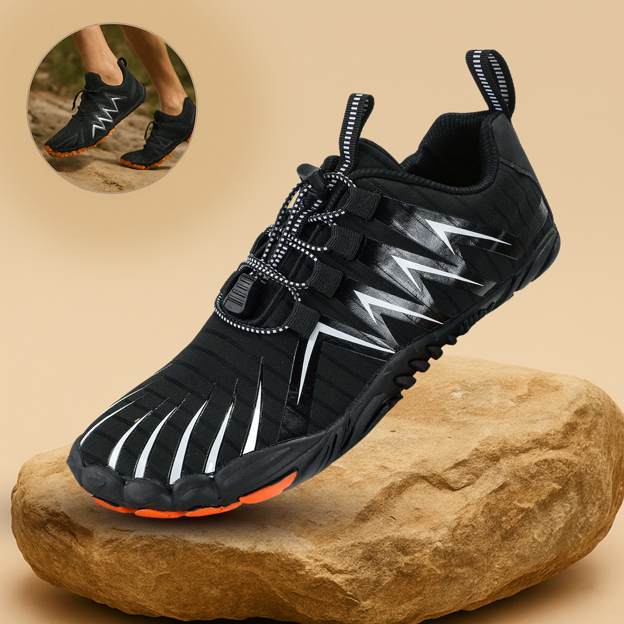 PrimeRun – Barfußschuhe Five-Finger Outdoor Laufschuhe | natürliche Fußmuskulatur stärken rutschfeste Sohle | Trail-Runner