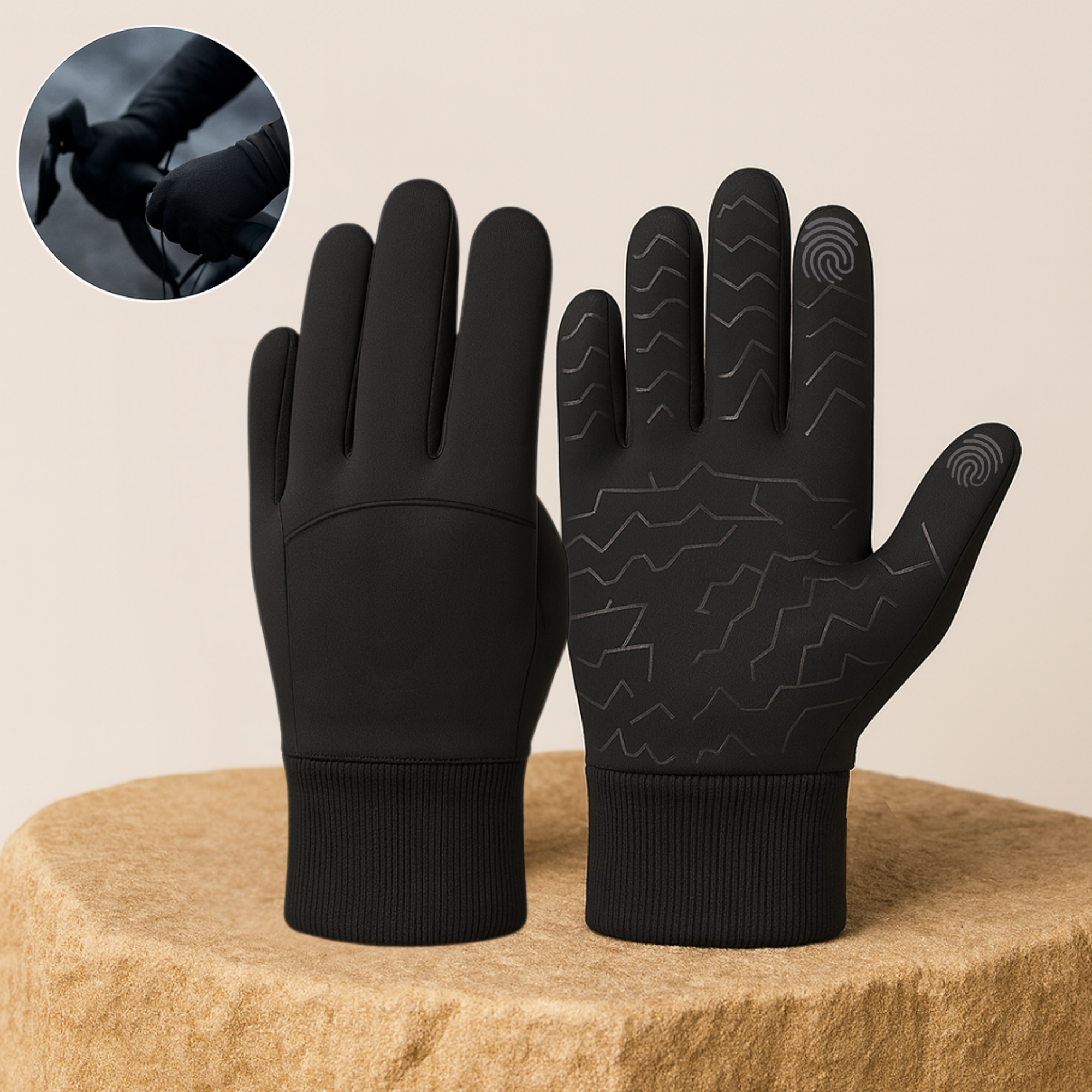 HeatGrip – Thermohandschuhe Fahrrad | Touchscreen Funktion rutschfest | für Radfahrer bei Kälte