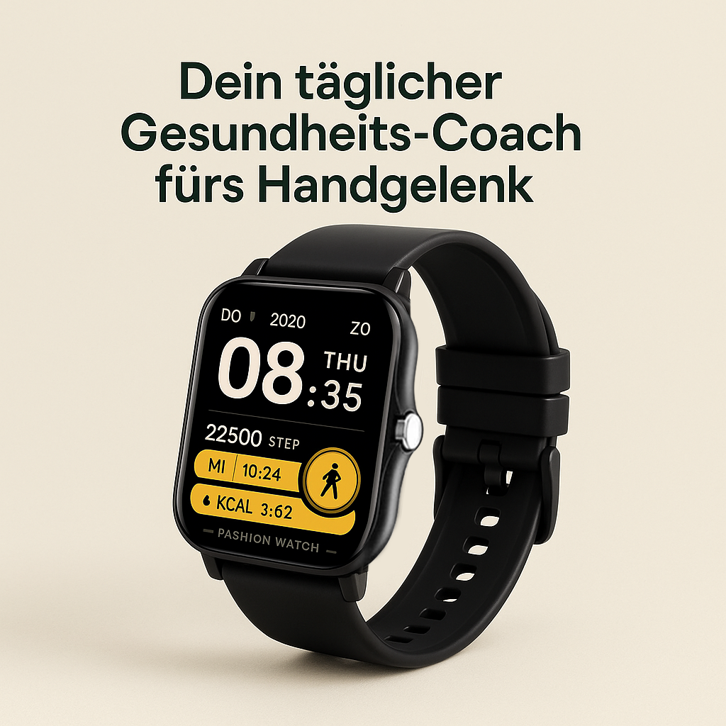 FitKontrol – Gesundheits-Smartwatch | Schrittzähler Schlafüberwachung | Wasserdicht IP68 für Fitness & Alltag