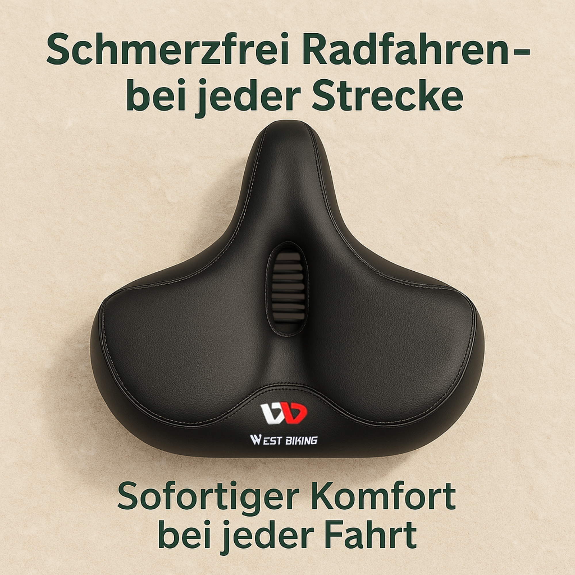 SitzMeister – Schmerzfreier Fahrradsattel Herren & Damen | Gepolstert & stoßdämpfend | Für Citybike & Heimtrainer