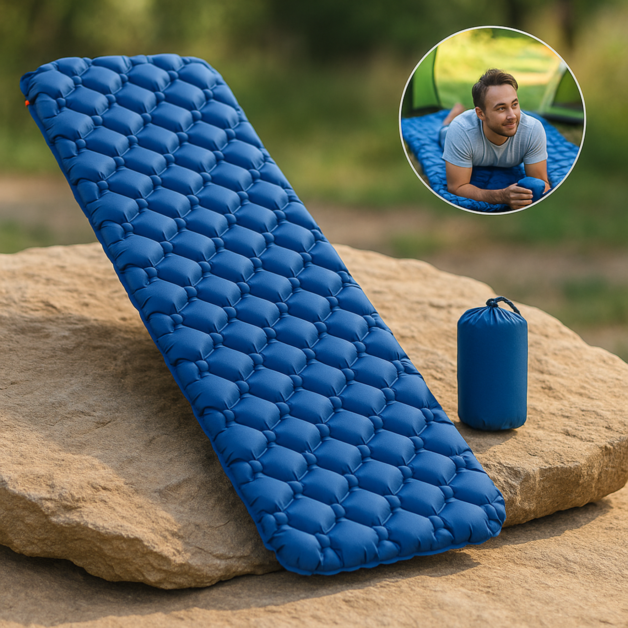 TrekBett – Ultraleicht Outdoor Luftmatratze | Schnell aufblasbar Rutschfest Wasserdicht | Camping Trekking Schlafkomfort