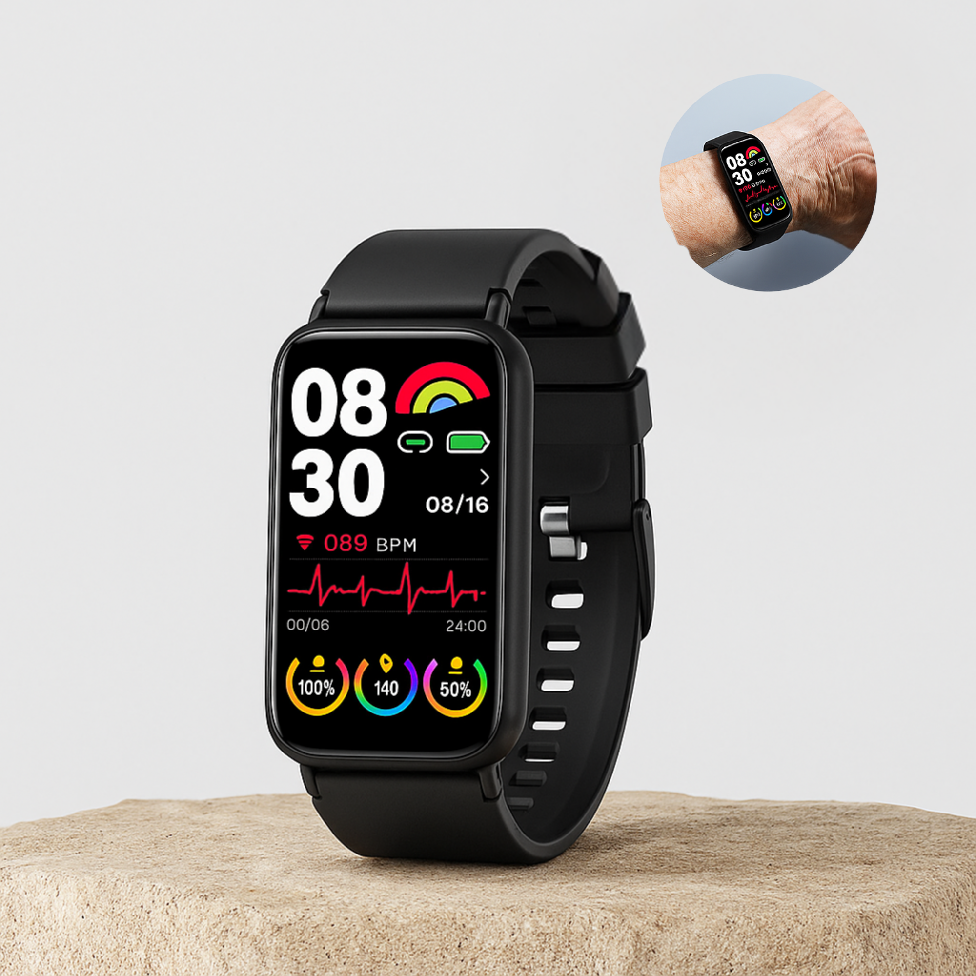 GlucoTrack – Smartwatch zur Glukose- & Blutdruckmessung | Gesundheitsuhr mit Herzfrequenz & IP68 wasserdicht | Ideal für Alltag & Senioren