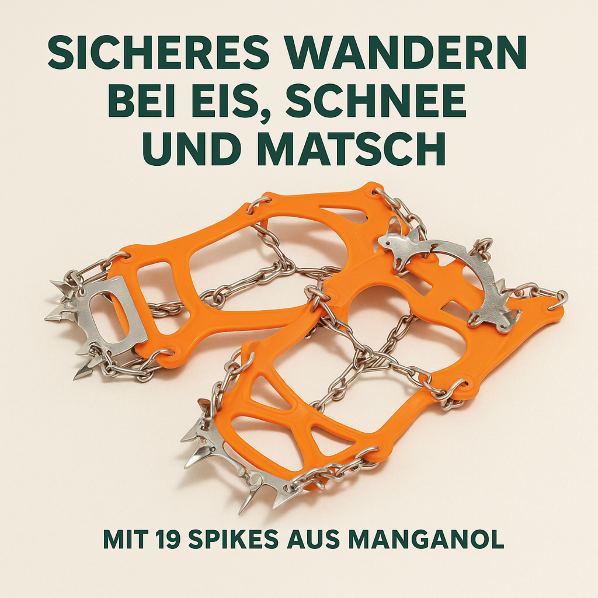 AlpGripp – Grödel Spikes für Schuhe | Rutschfest Manganstahl mit 13 Zacken | Für Wandern & Trekking auf Eis & Schnee