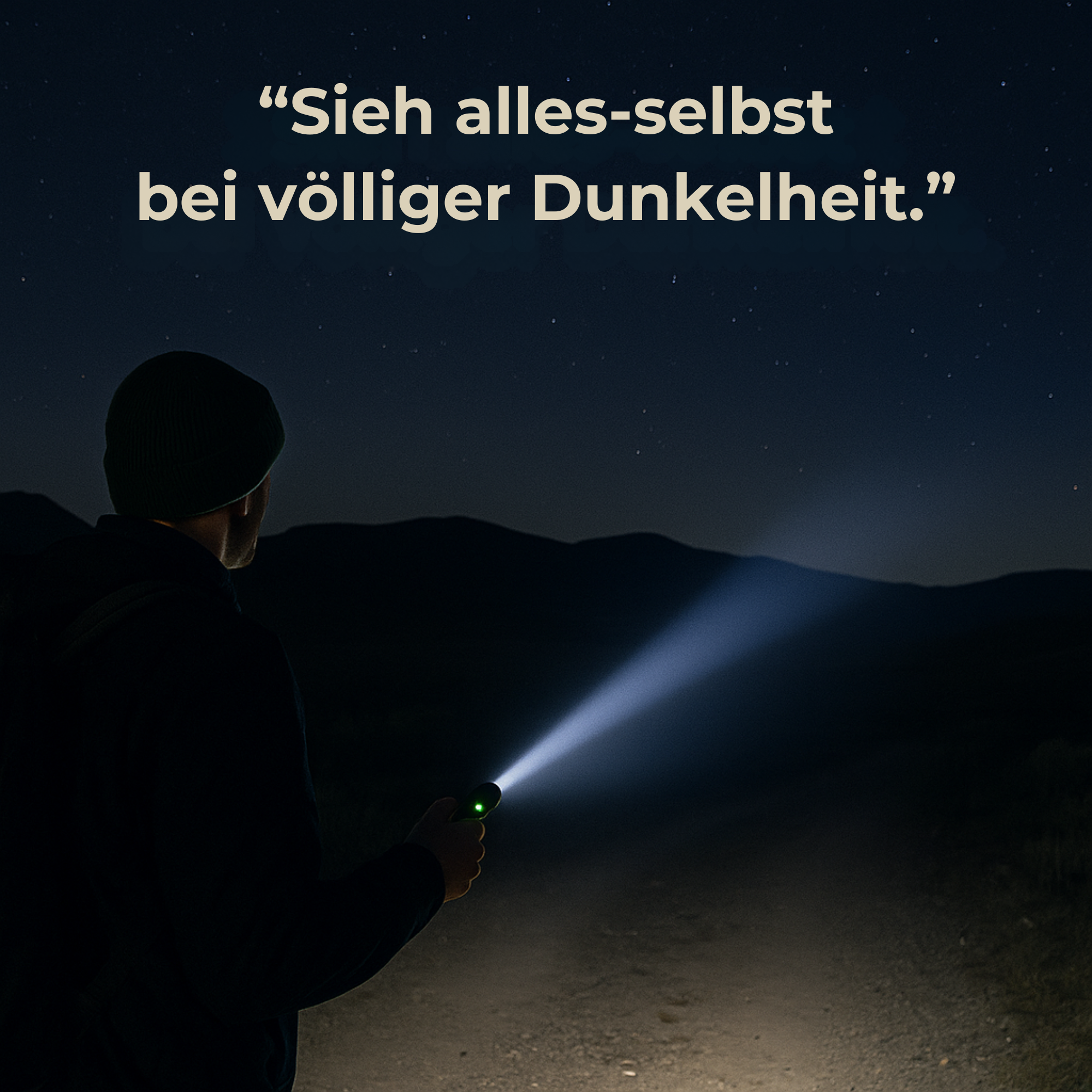 TrekBeam – LED Taschenlampe Outdoor | USB wiederaufladbar IPX6 wasserdicht | Kompakt & leicht für Wandern & Camping