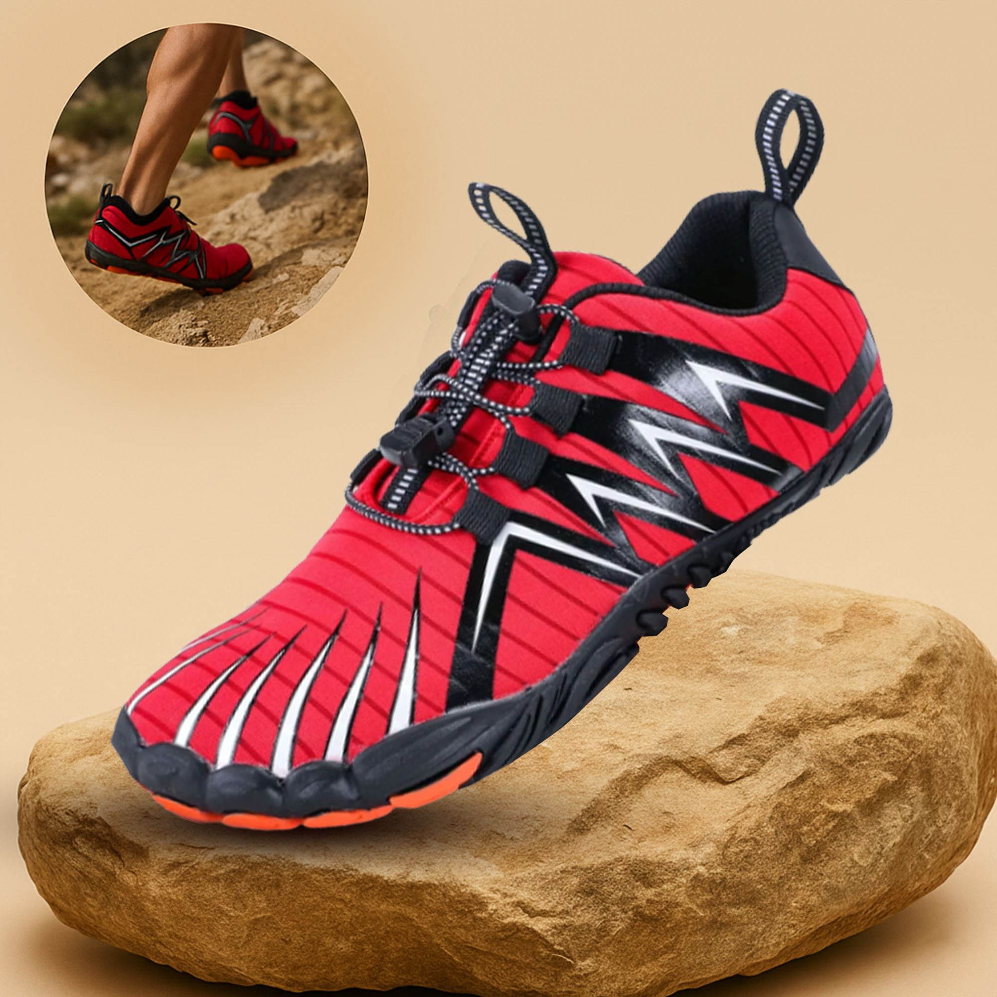 PrimeRun – Barfußschuhe Five-Finger Outdoor Laufschuhe | natürliche Fußmuskulatur stärken rutschfeste Sohle | Trail-Runner