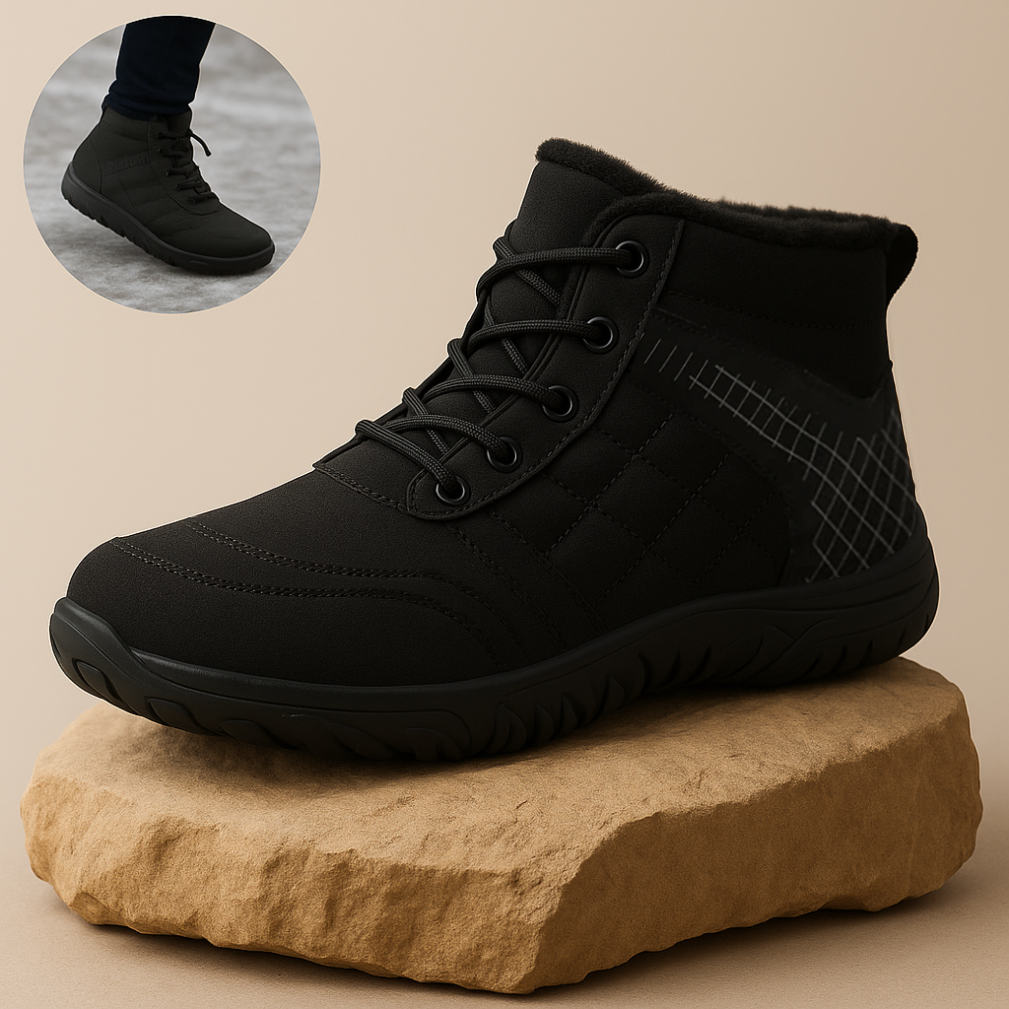 FrostStep – Winter‑Barfußschuh | rutschfest & warm gefüttert | orthopädisch für kalte Füße