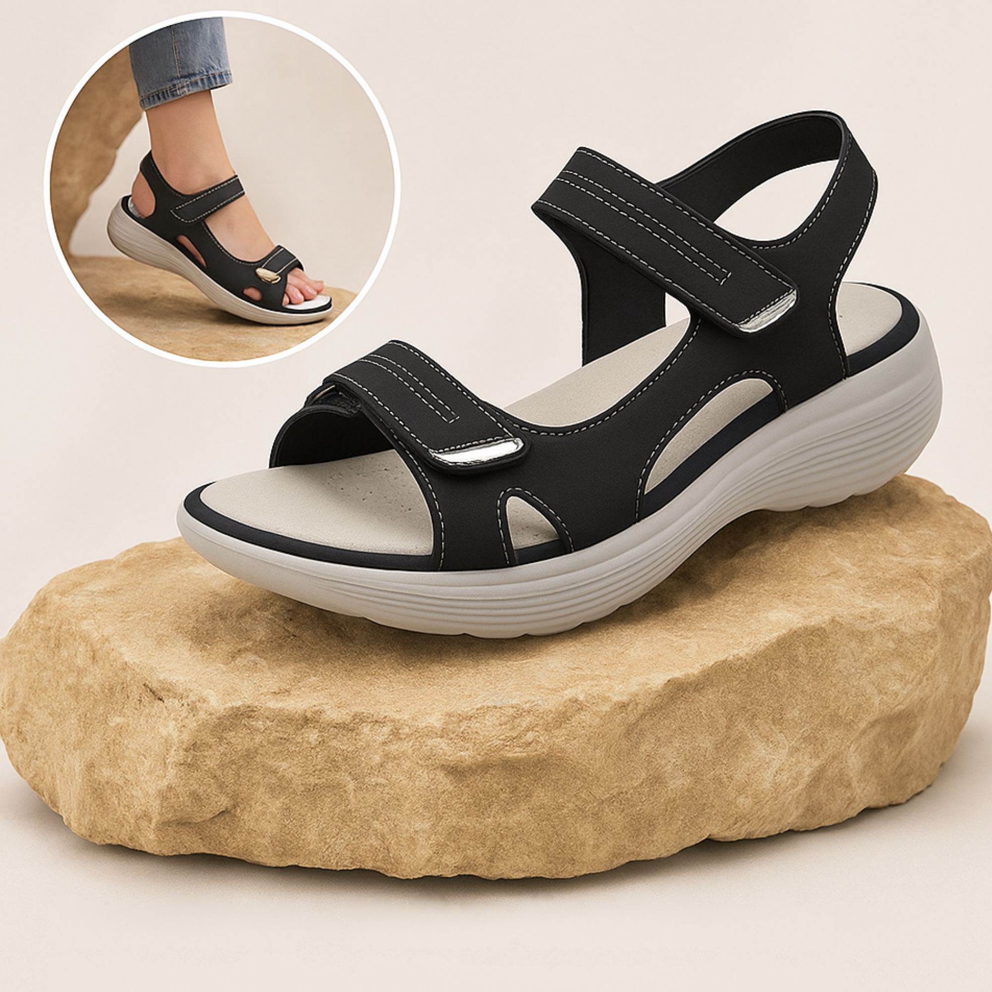 SanoMove – Hallux‑Sandalen Damen | Fußgewölbe‑Stützung rutschfest | Schmerzlindernd & bequem für Alltag & Freizeit
