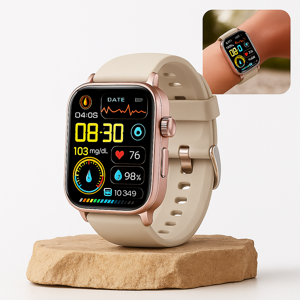 MediGuard – Gesundheits-Smartwatch mit Glukose-Tracking | Sturzerkennung & SOS in Echtzeit | Für sorgenfreies Gesundheitsmanagement