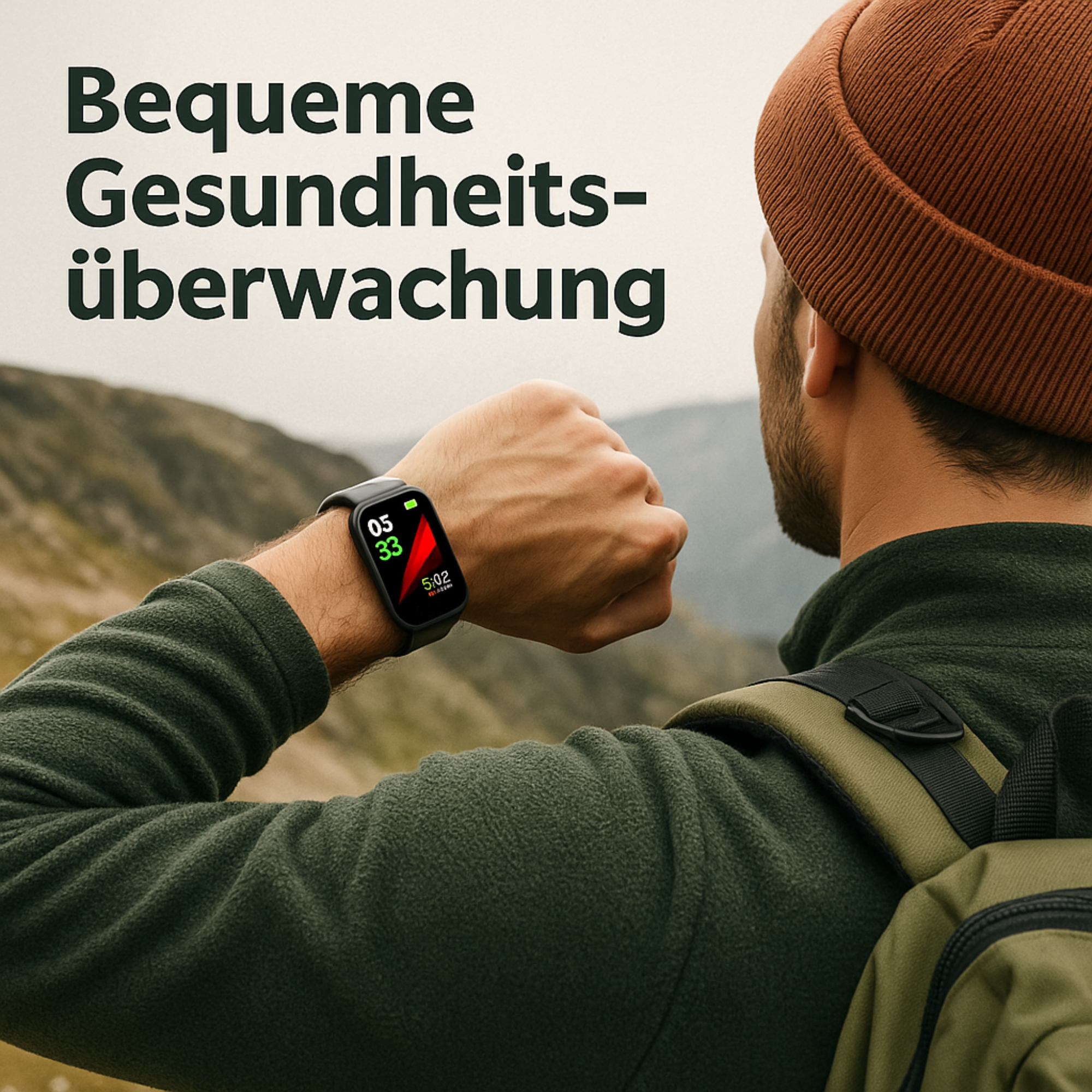 GlucoTrack – Smartwatch zur Glukose- & Blutdruckmessung | Gesundheitsuhr mit Herzfrequenz & IP68 wasserdicht | Ideal für Alltag & Senioren