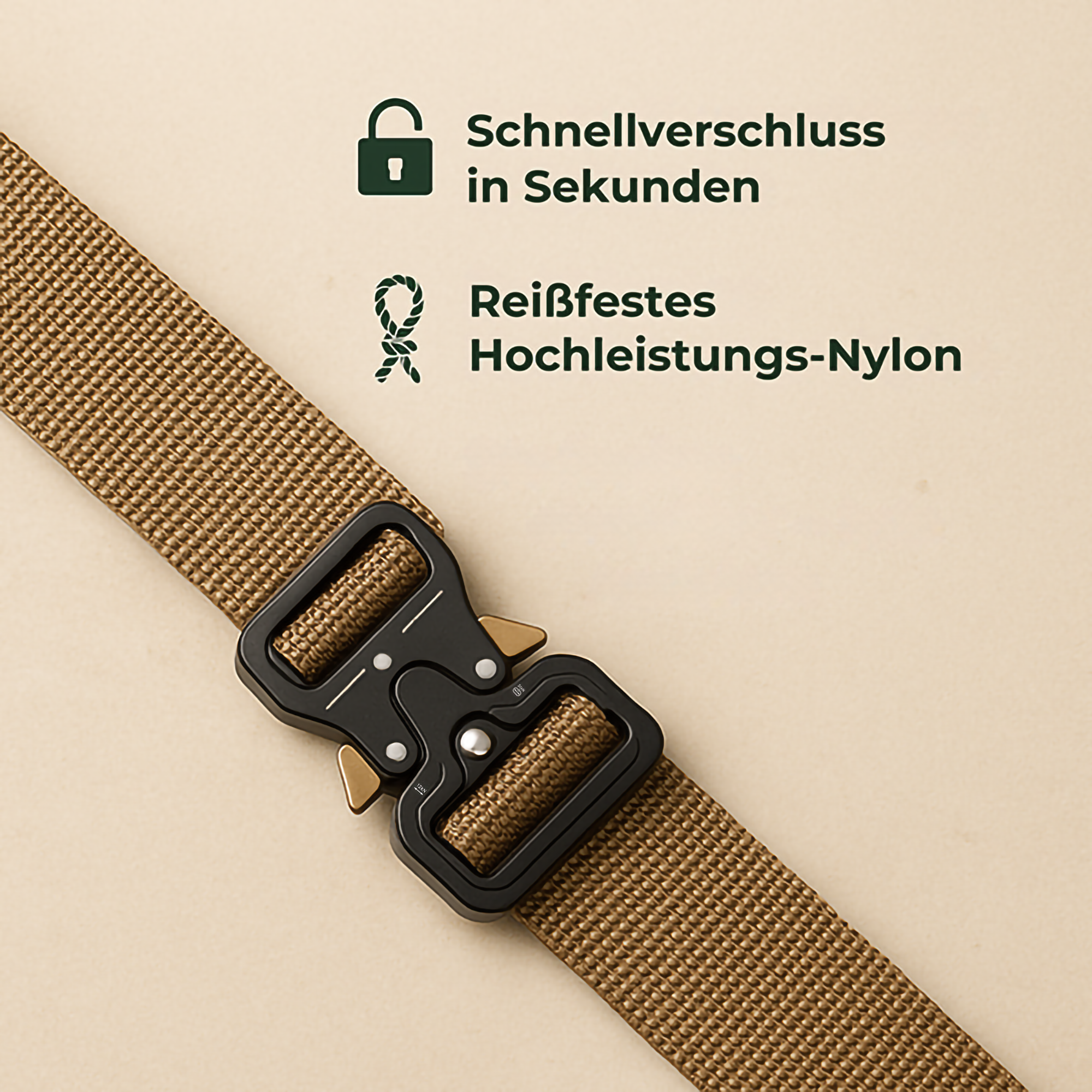 TerraFort – Taktischer Gürtel mit Schnellverschluss | Stufenlos verstellbar Reißfest & Robust | Outdoor Wandern Militär Einsatz