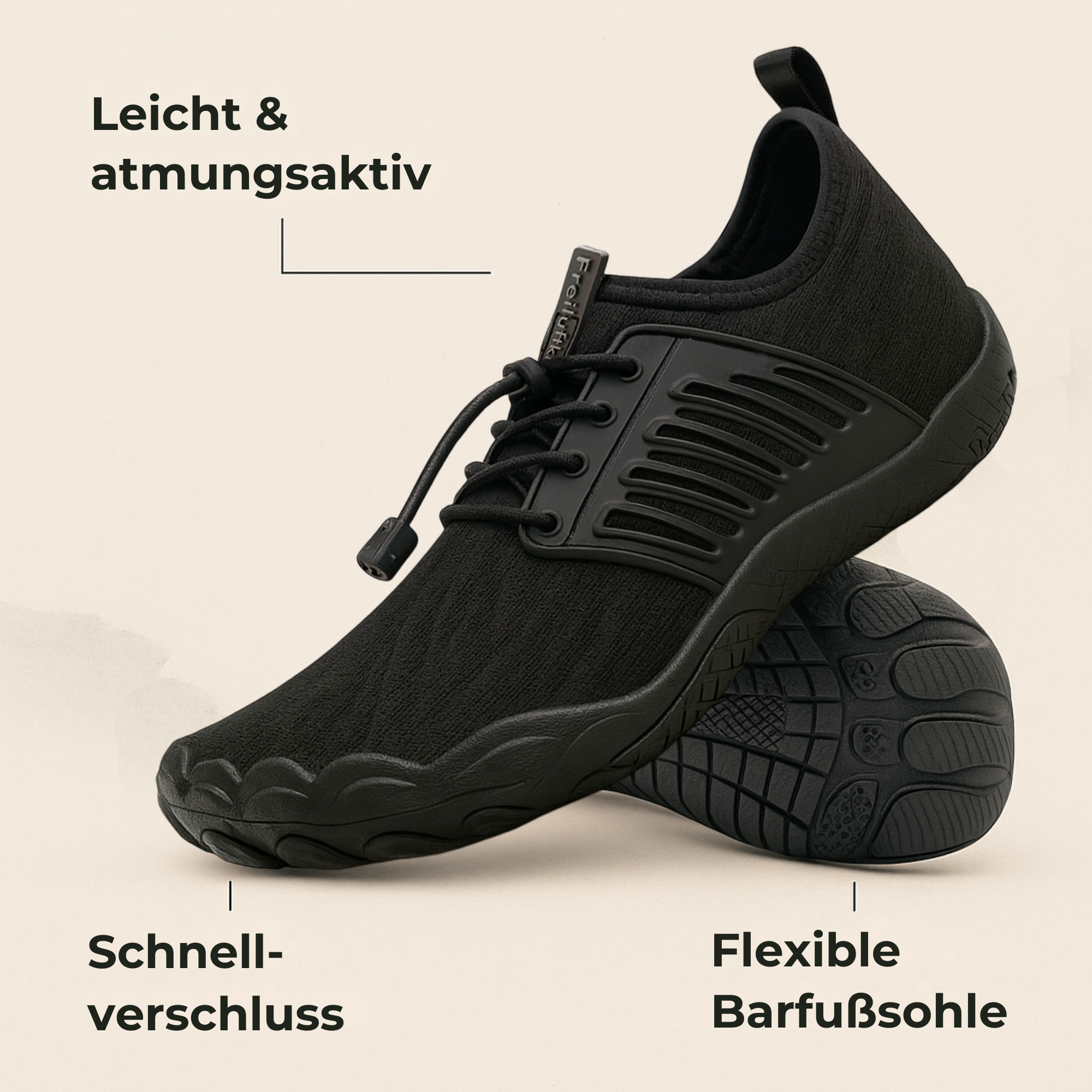 PhysiGo – Barfußschuhe Damen & Herren | gesunde Entlastung rutschfest TPU-Sohle | Alltag Freizeit Sport
