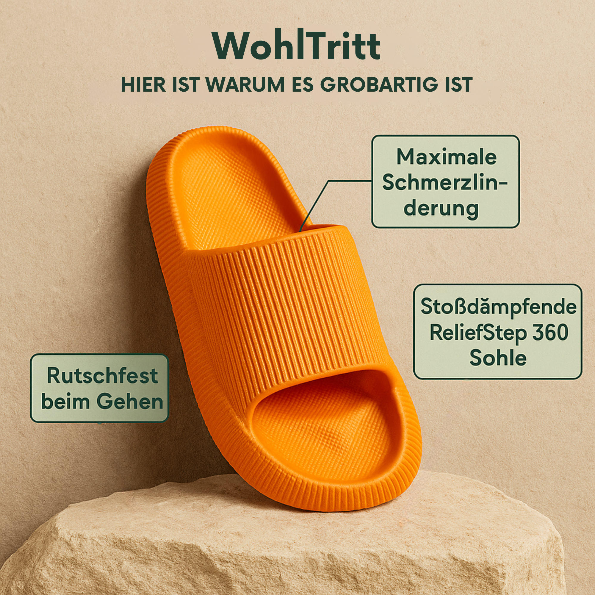 WohlTritt – Orthopädische Hausschuhe Damen & Herren | Schmerzfrei & Stoßdämpfend | Rutschfest für Alltag & Zuhause