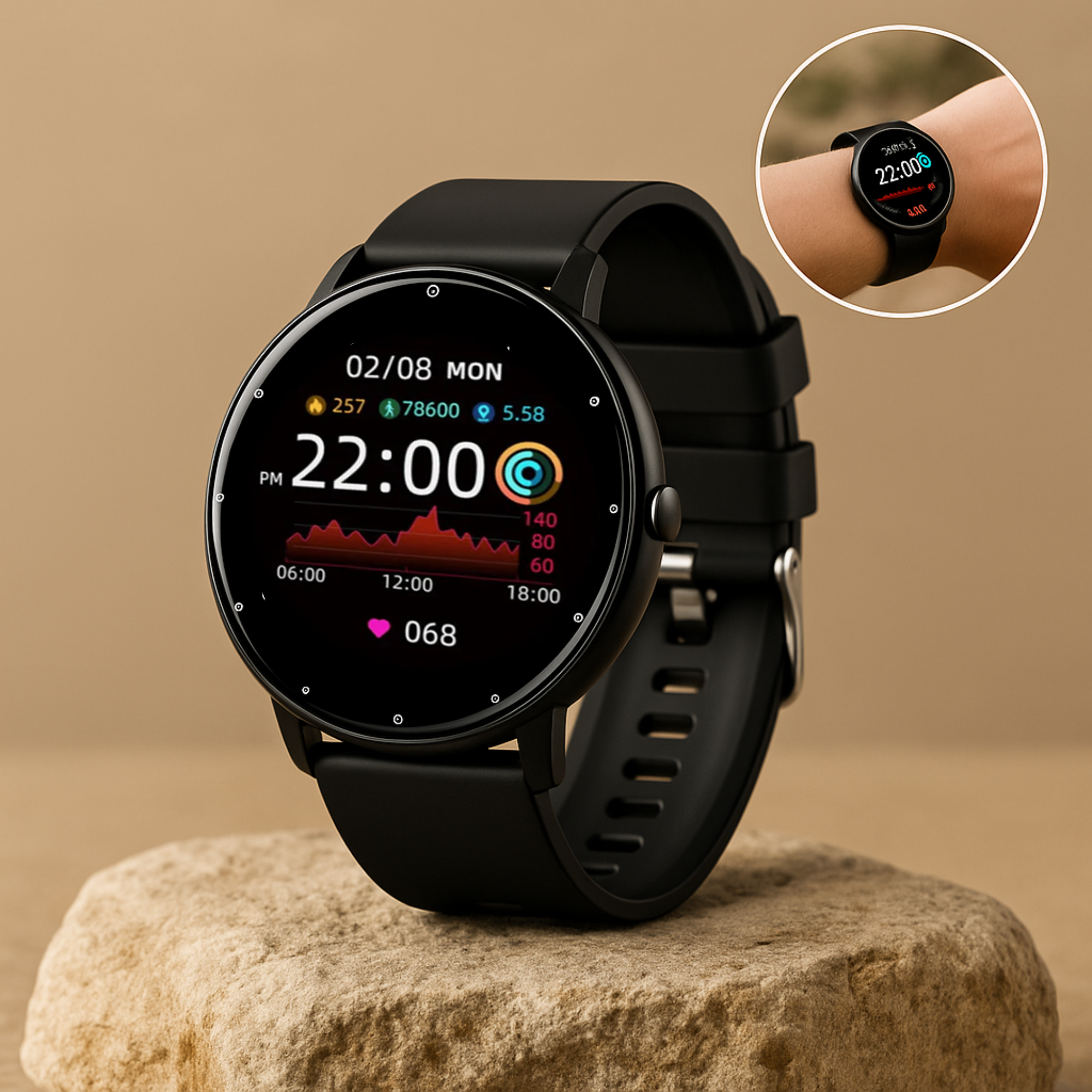 Mediwatch – Smartwatch Blutdruckmessung | Herzfrequenz & Vitaldaten IP67 wasserresistent | für Gesundheit & Sport