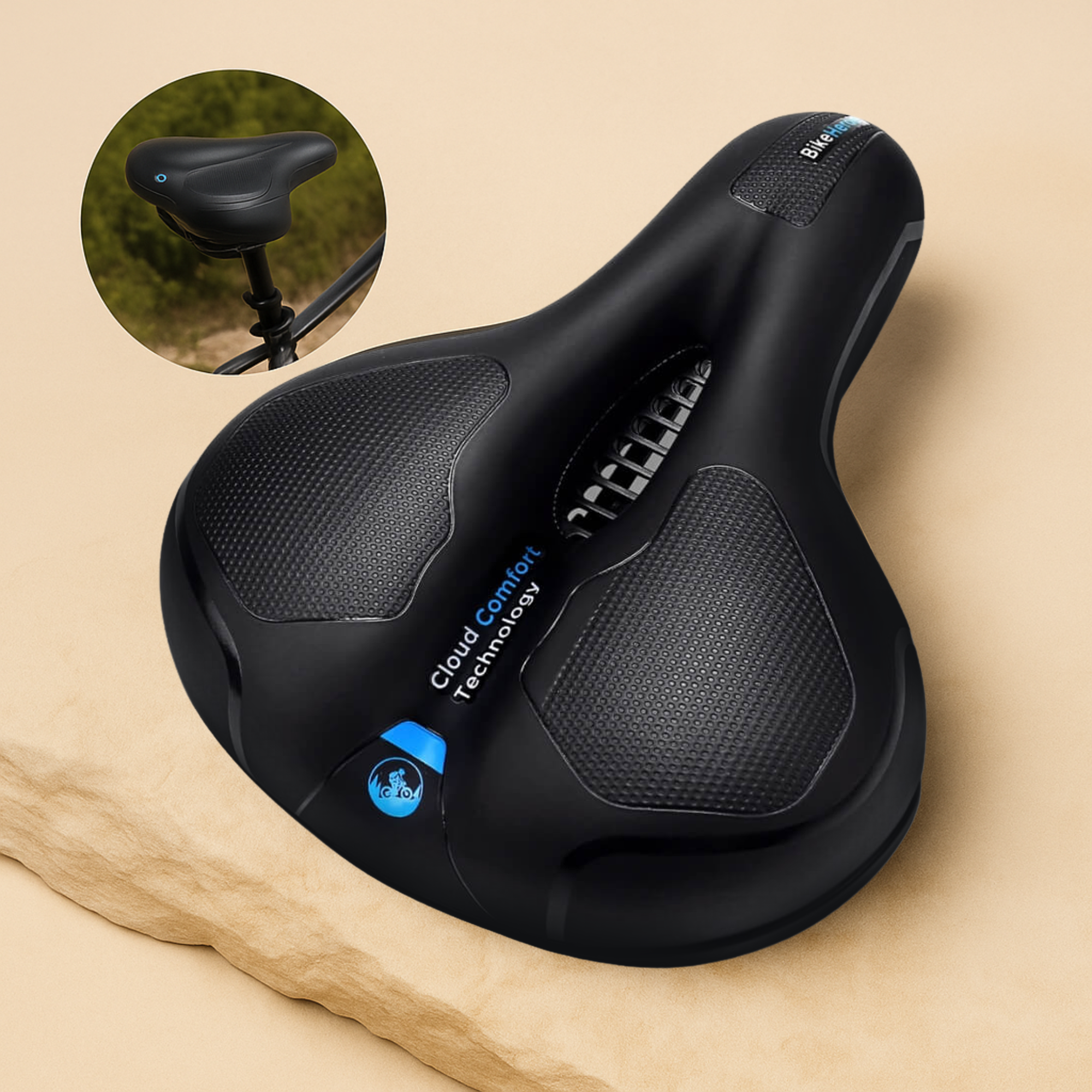 EasyRide – Schmerzfreier Komfort-Radsattel | 5 cm Polsterung wasserfest & atmungsaktiv | Rückenfreundlich für City- & E-Biker