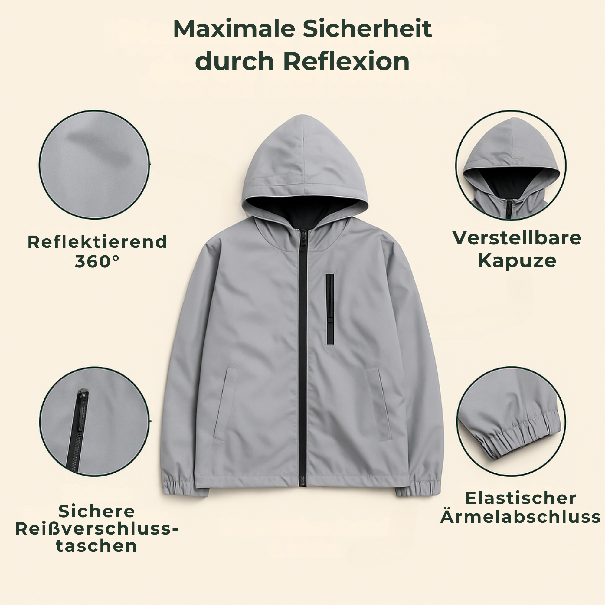 GlowJac – Regenjacke reflektierend | wind‑ und wasserabweisend | Unisex Outdoor & Radfahrer