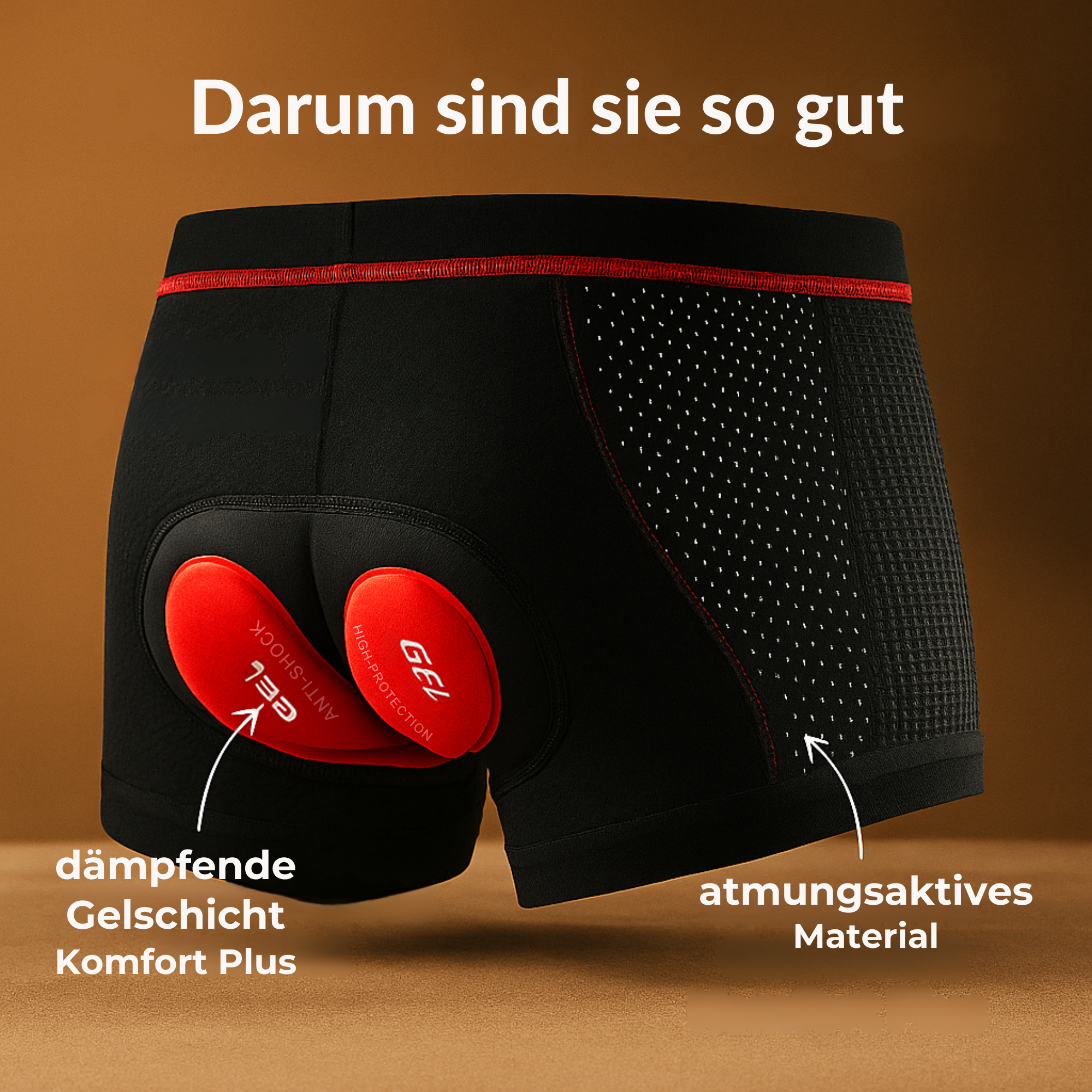 RideRelief – Fahrradhose Herren mit Gelpolster | Stoßdämpfend & atmungsaktiv | Komfort bei langen Radtouren