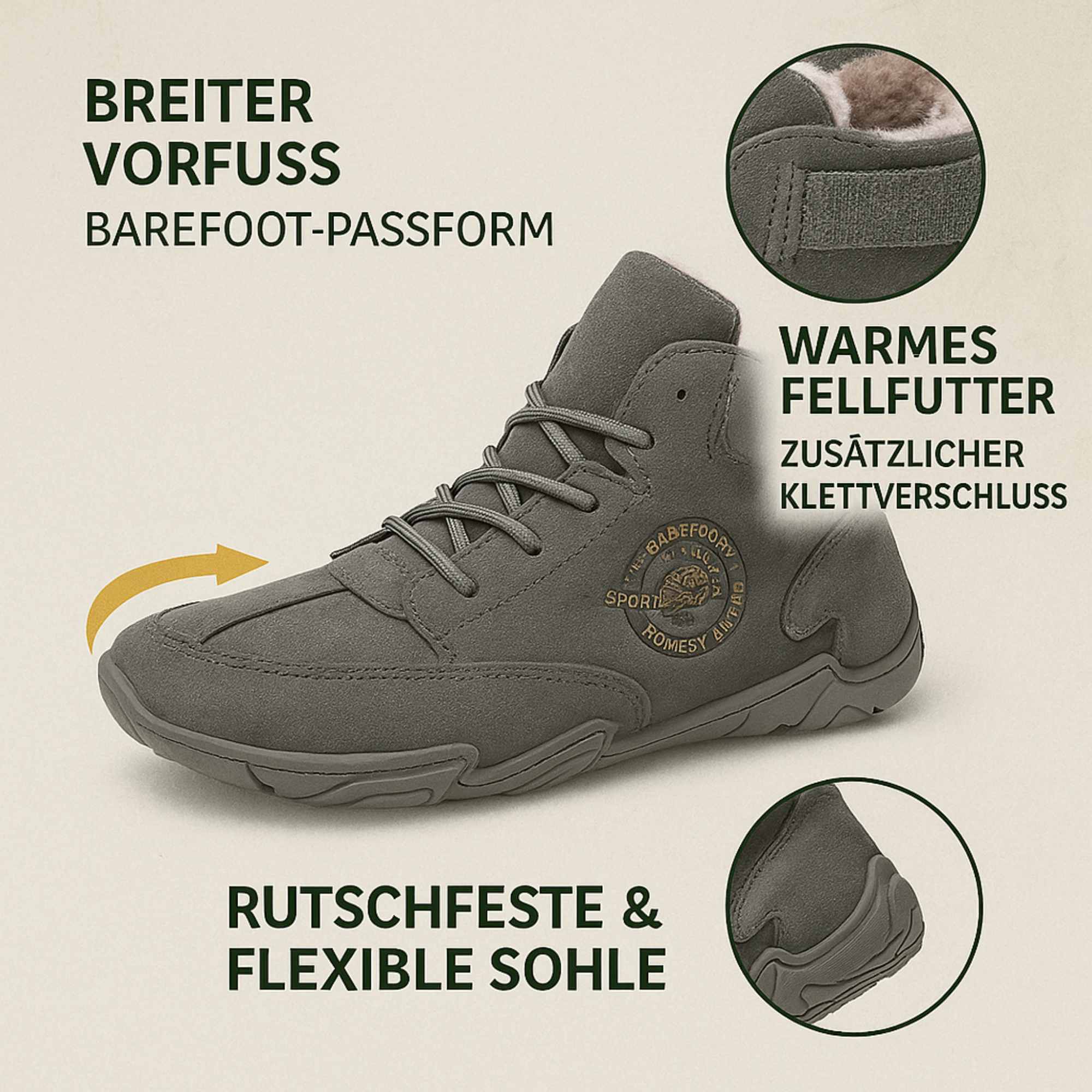 OrthoLyn – Barfußschuhe gegen Fußschmerzen | Atmungsaktiv & mit Dämpfung | Ideal bei Fersensporn & Alltag