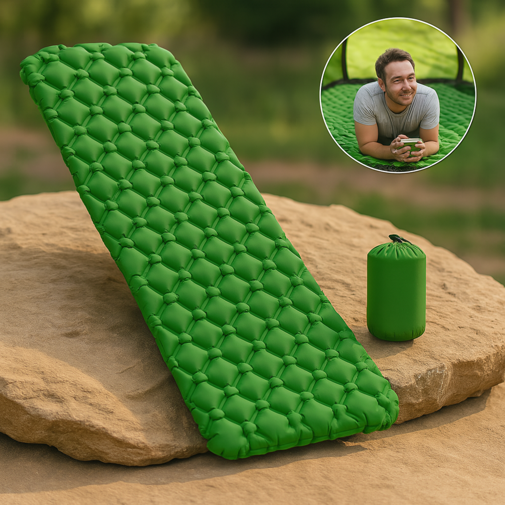 TrekBett – Ultraleicht Outdoor Luftmatratze | Schnell aufblasbar Rutschfest Wasserdicht | Camping Trekking Schlafkomfort