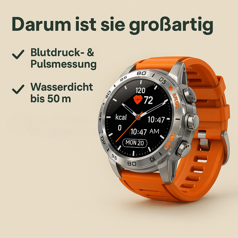 Kronex Pro – Militärische Gesundheitsuhr für Herren | Blutdruck & Herzfrequenz Robust & Wasserdicht | Outdoor Fitness & Alltag