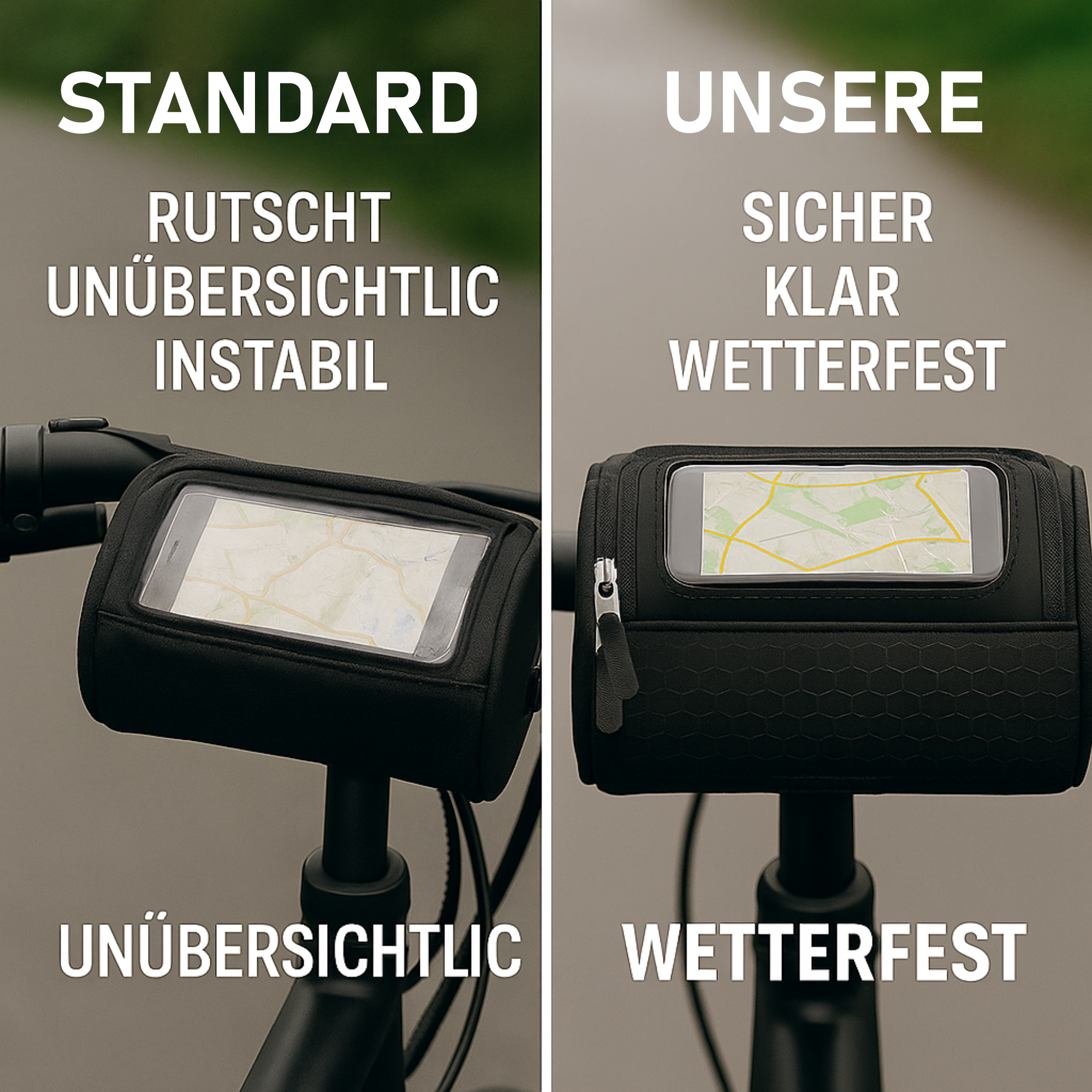 VeloTrail – Fahrradtasche mit Handyfach | Wasserdichtes Touchscreen-Nylon | Lenker- & Schultertasche für Pendler & E-Bike Nutzer