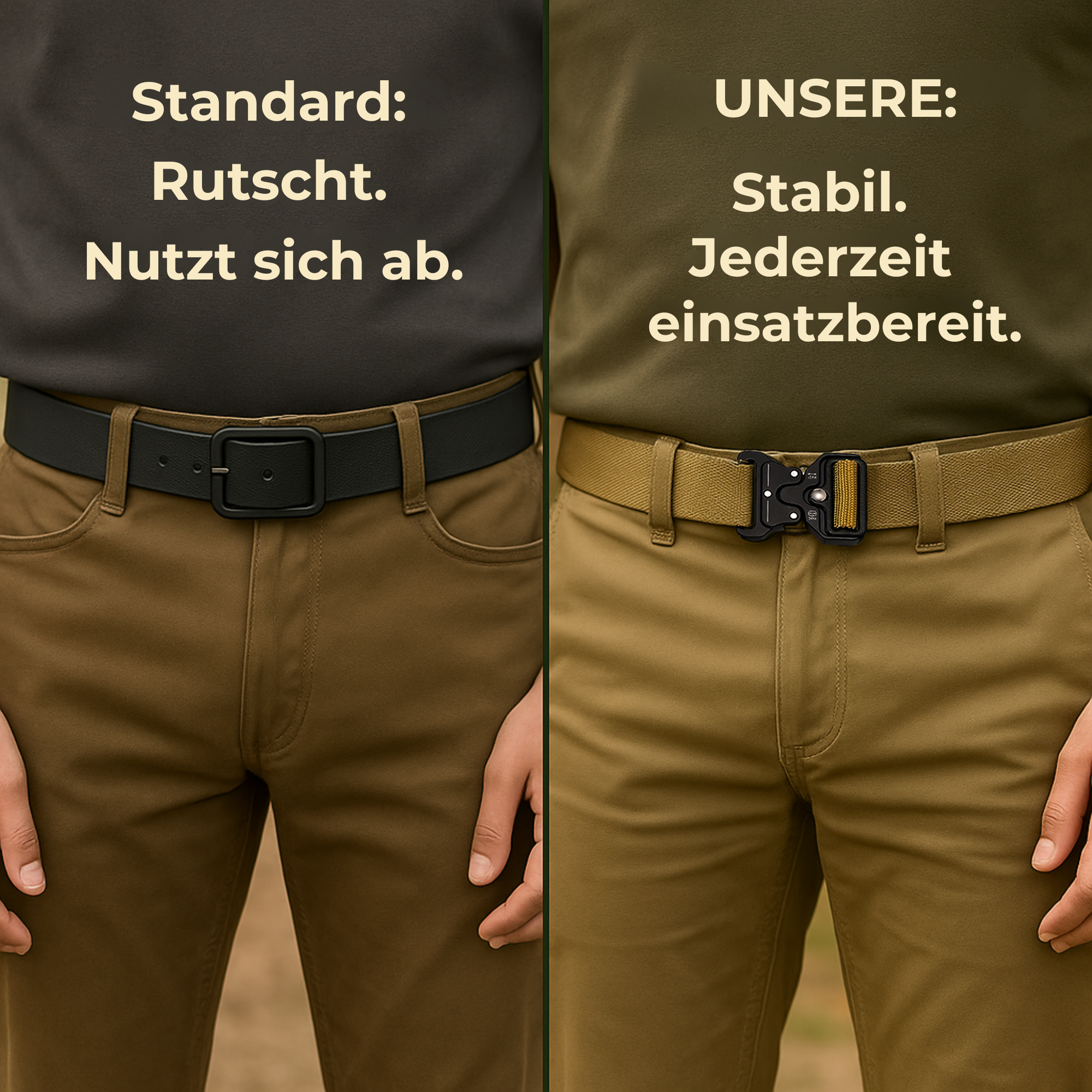 TerraFort – Taktischer Gürtel mit Schnellverschluss | Stufenlos verstellbar Reißfest & Robust | Outdoor Wandern Militär Einsatz