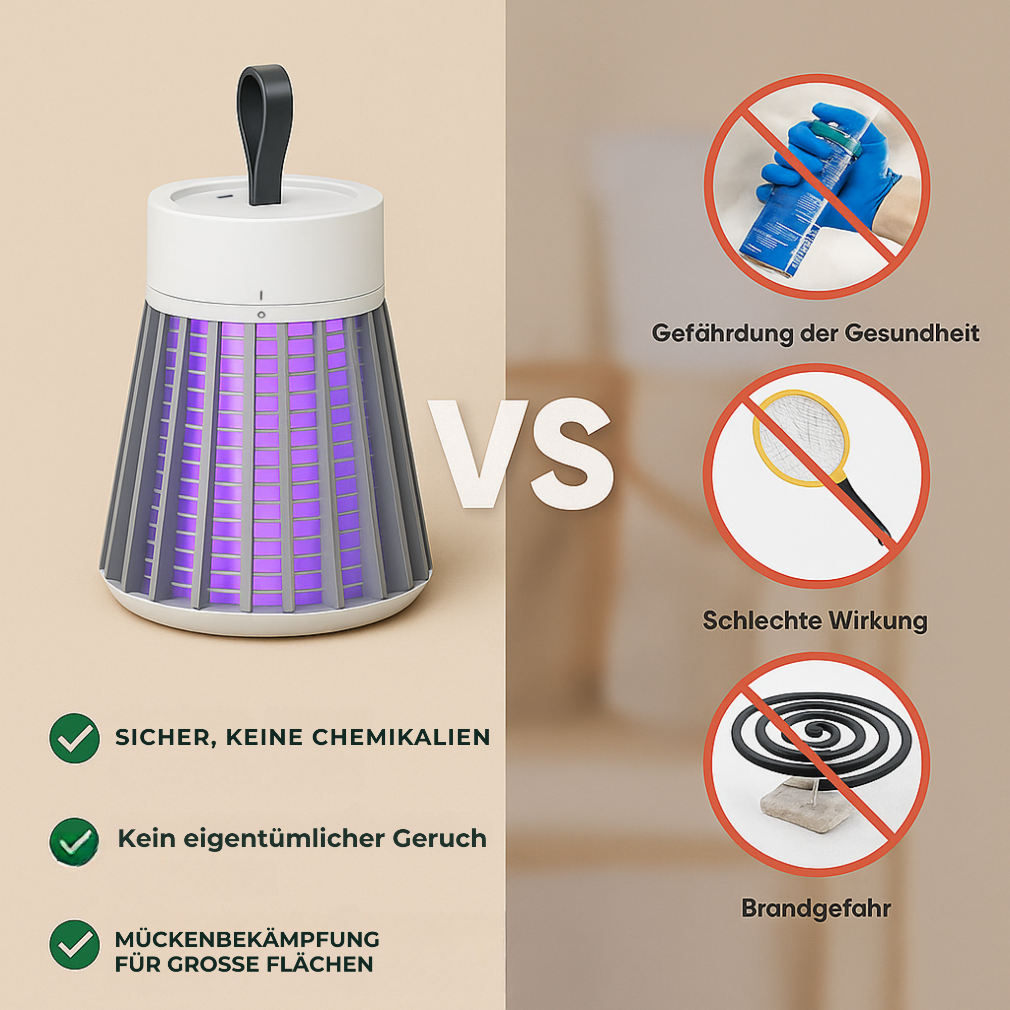 SilentGuard – Mückenvernichter elektrisch | Ultra leise & geruchsfrei LED-Falle | Sicher für Schlafzimmer & Kinder