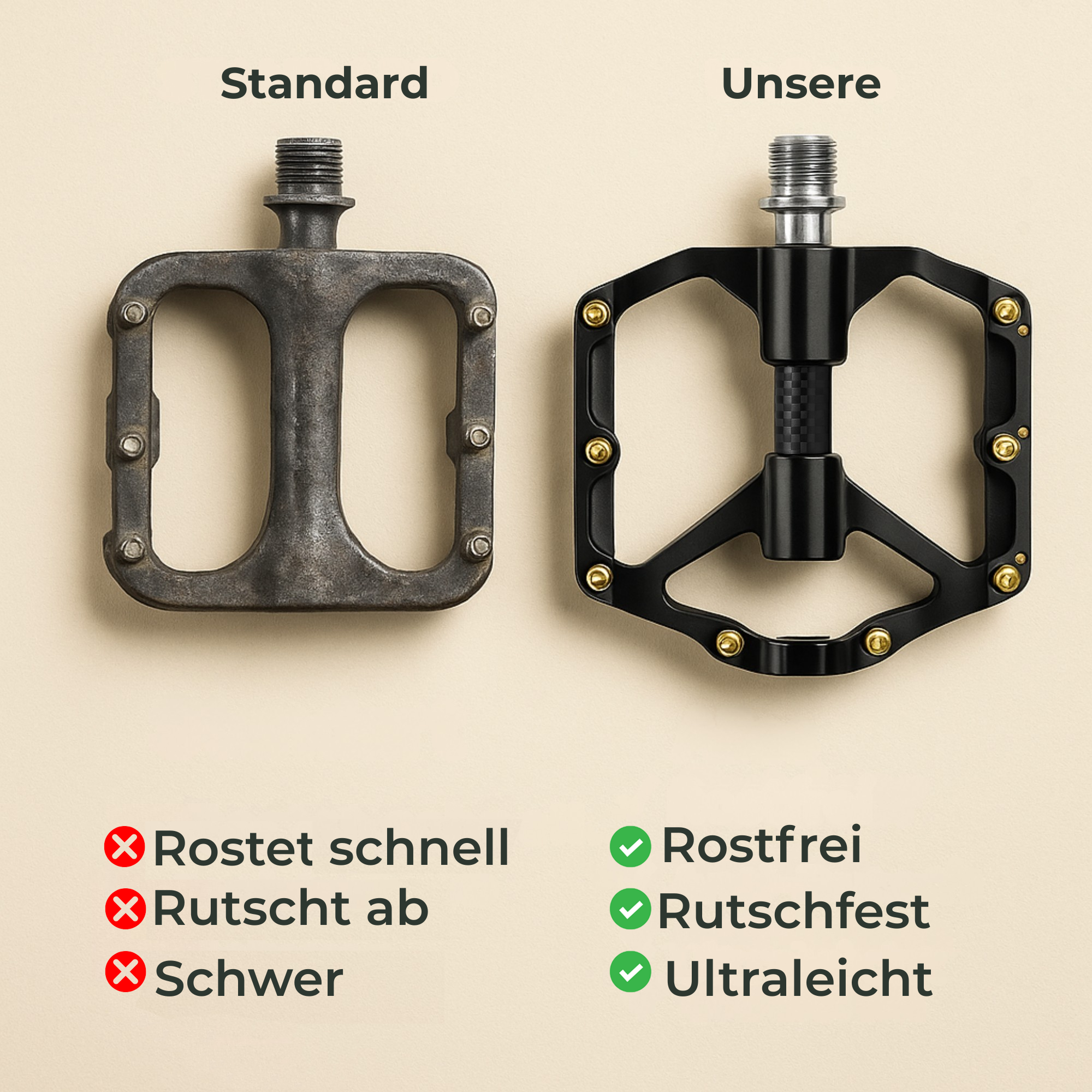 PedalGrip – Anti-Rutsch Fahrradpedale | Grip Oberfläche + Reflektoren | für City & Trekking