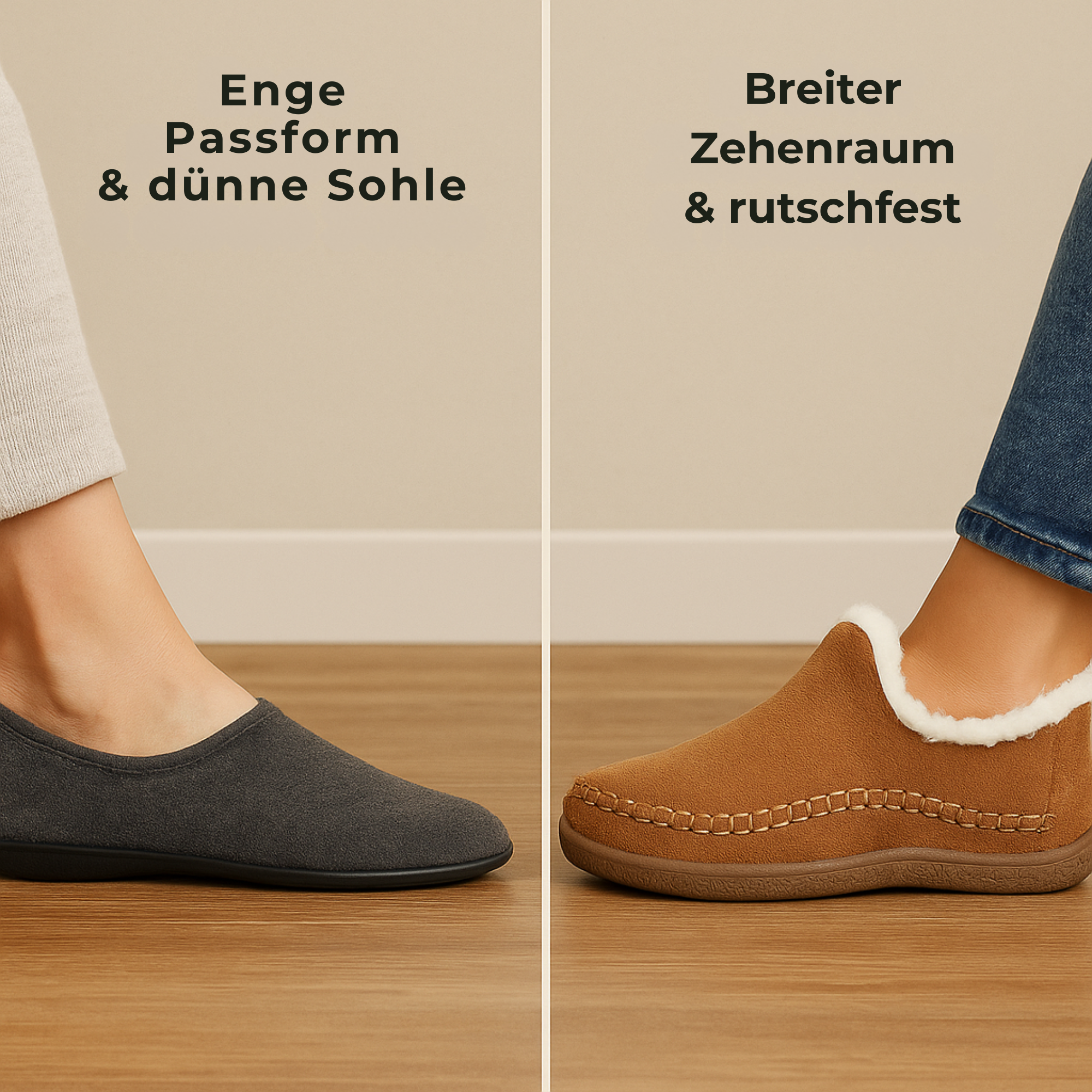 FlauschFit – Wärmeisolierte Komfort-Hausschuhe | Orthopädisch, atmungsaktiv & rutschfest | Für kalte Tage & Schmerzfüße