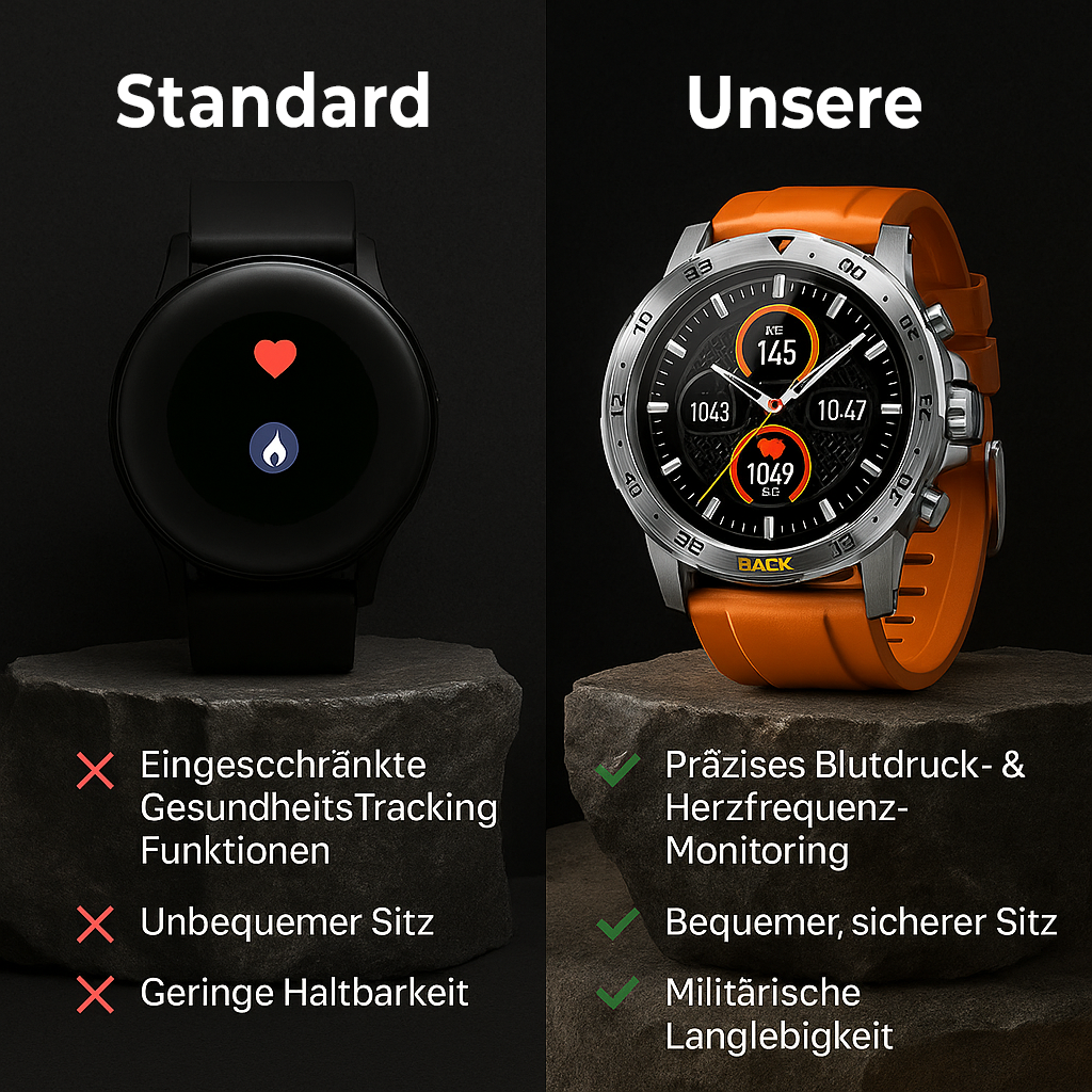 Kronex Pro – Militärische Gesundheitsuhr für Herren | Blutdruck & Herzfrequenz Robust & Wasserdicht | Outdoor Fitness & Alltag