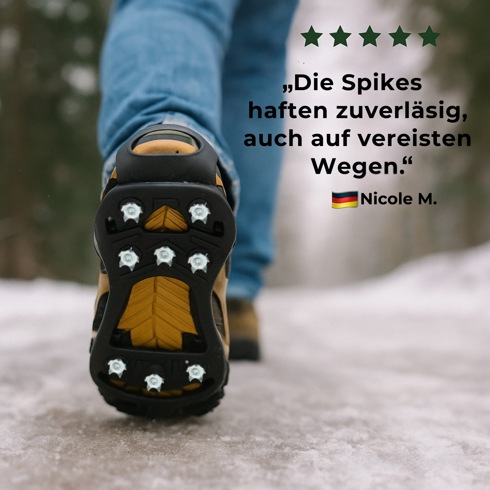 GlideGrip – Schuhspikes Antirutsch | 8 Edelstahl-Stollen rostfrei | Sicherer Halt auf Eis & Schnee für Alltag & Outdoor