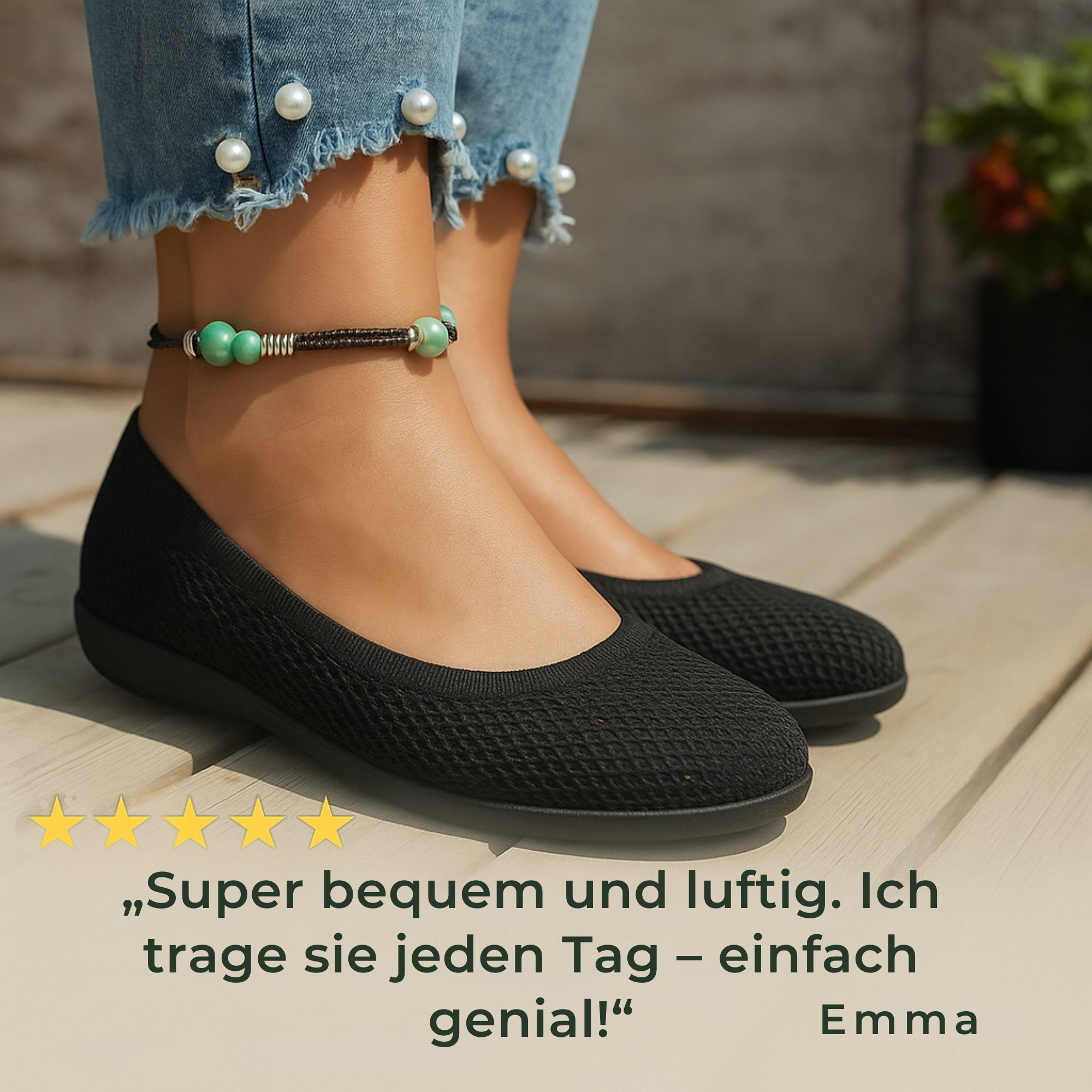 SanaFlex – Ergonomische Barfuß Ballerinas | atmungsaktiv & flexibel | blasenfrei | Damen Komfortschuh für Alltag
