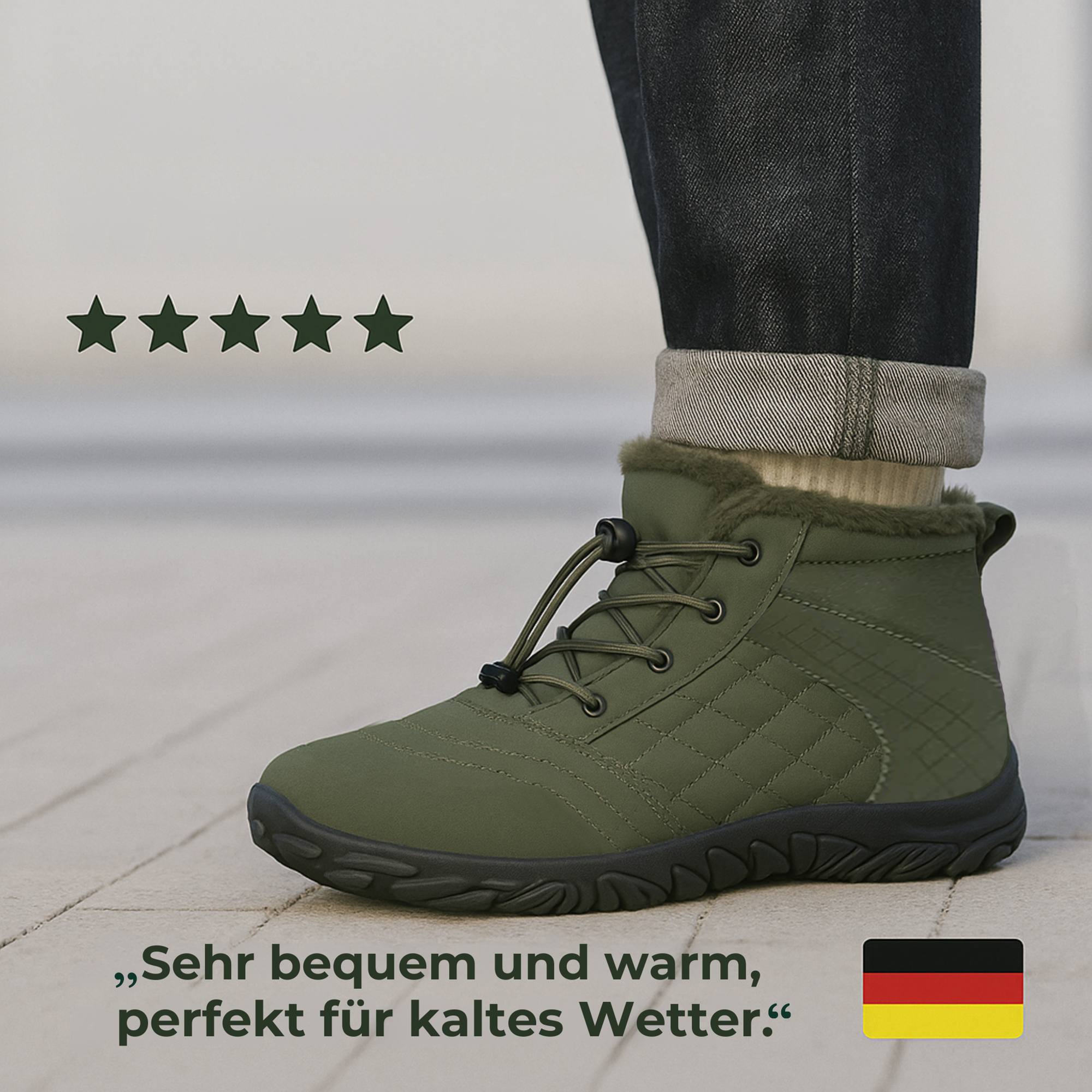 FrostStep – Winter‑Barfußschuh | rutschfest & warm gefüttert | orthopädisch für kalte Füße