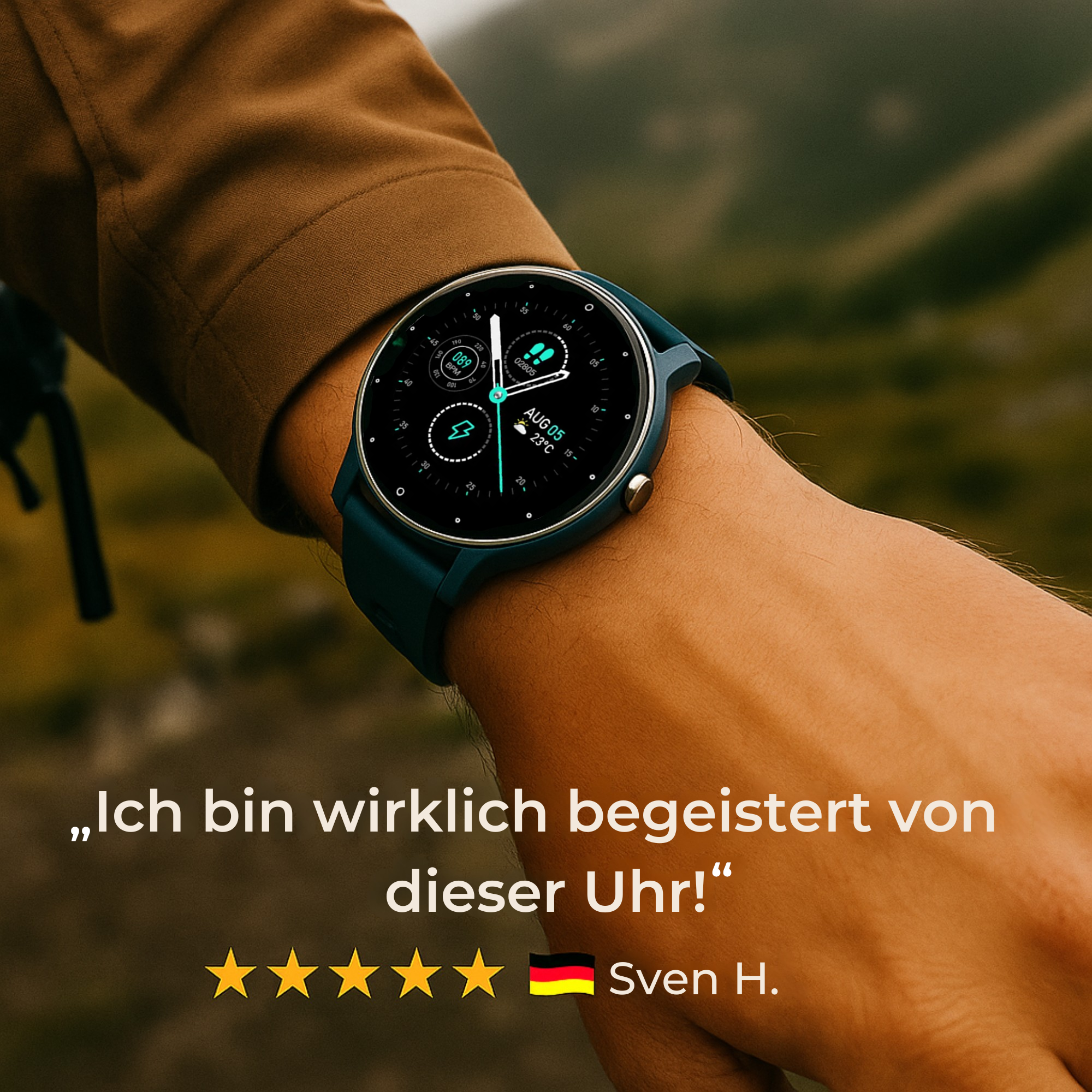 Mediwatch – Smartwatch Blutdruckmessung | Herzfrequenz & Vitaldaten IP67 wasserresistent | für Gesundheit & Sport