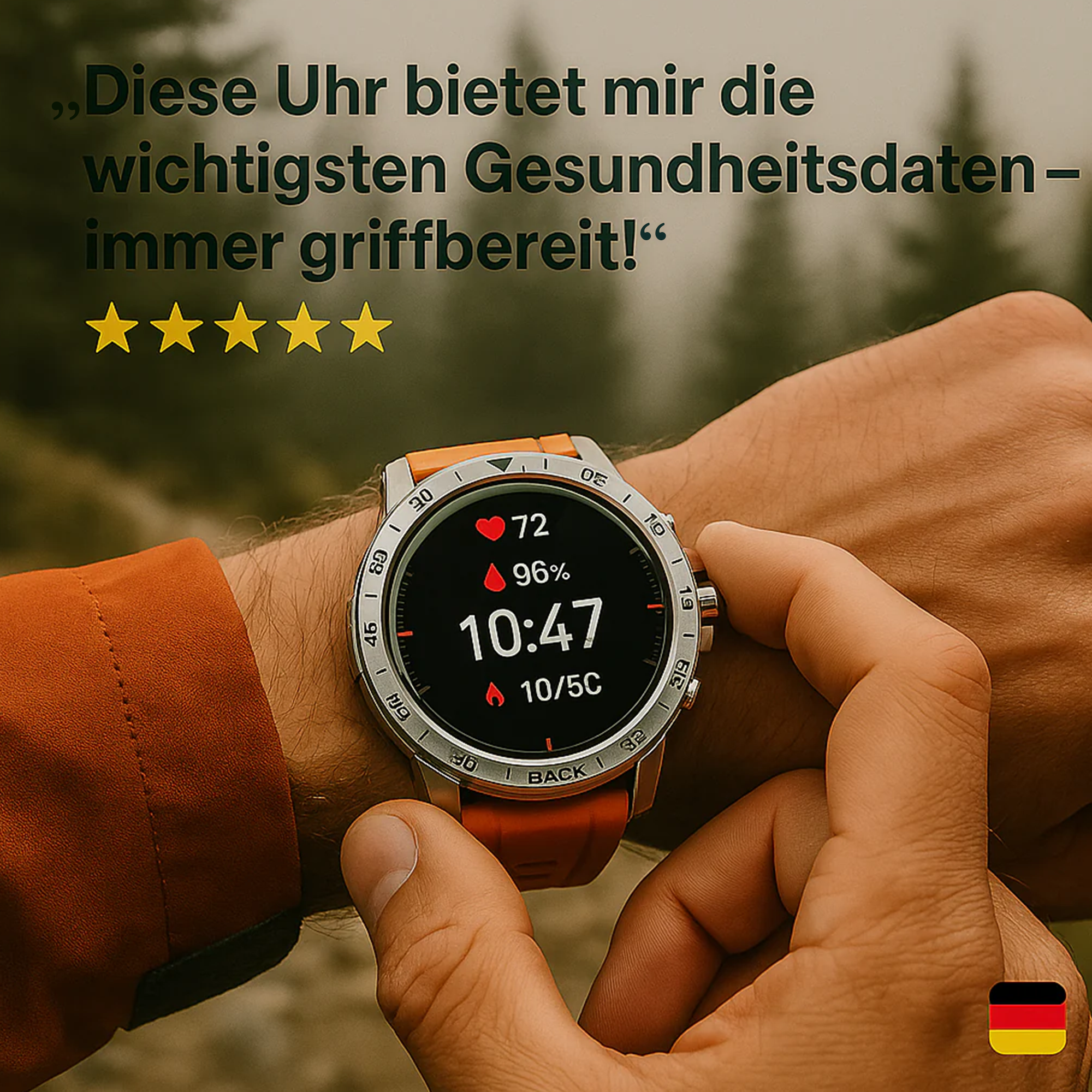 Kronex Pro – Militärische Gesundheitsuhr für Herren | Blutdruck & Herzfrequenz Robust & Wasserdicht | Outdoor Fitness & Alltag