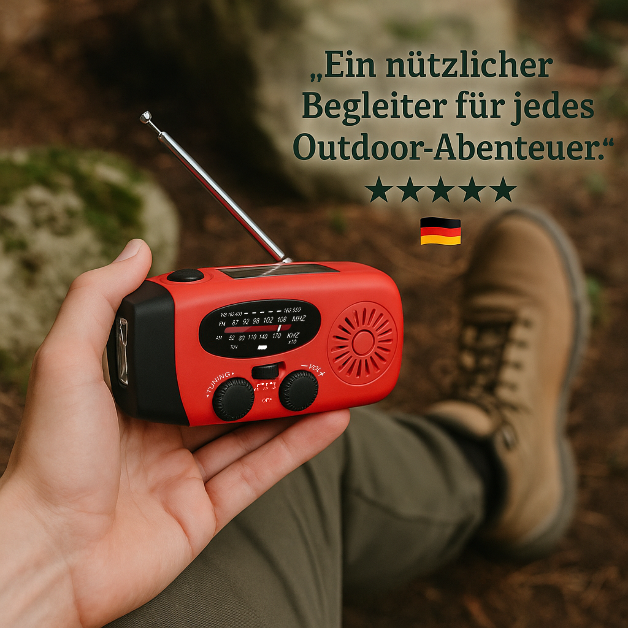 PowerUp – Solar Notstrom Powerbank mit Kurbel | Autarke Stromquelle für Camping, Outdoor & Stromausfall