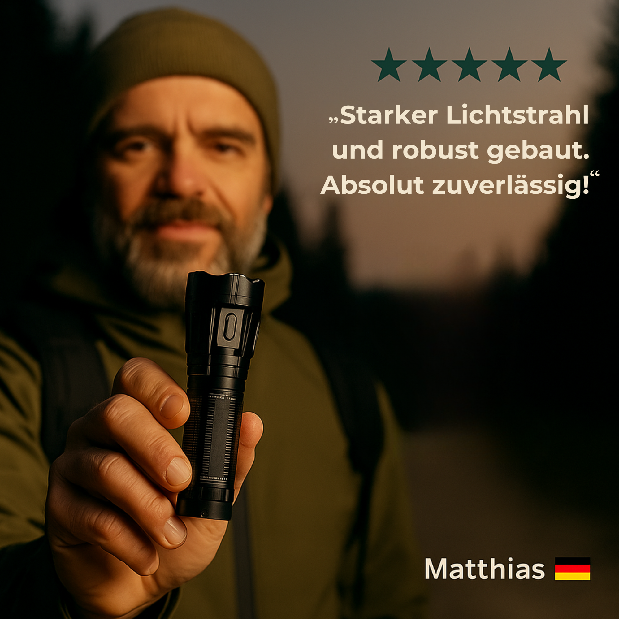 LumenGuard – LED Taschenlampe Militärisch | Extrem Hell Wiederaufladbar | Kompakt & Wasserdicht für Outdoor & Notfälle
