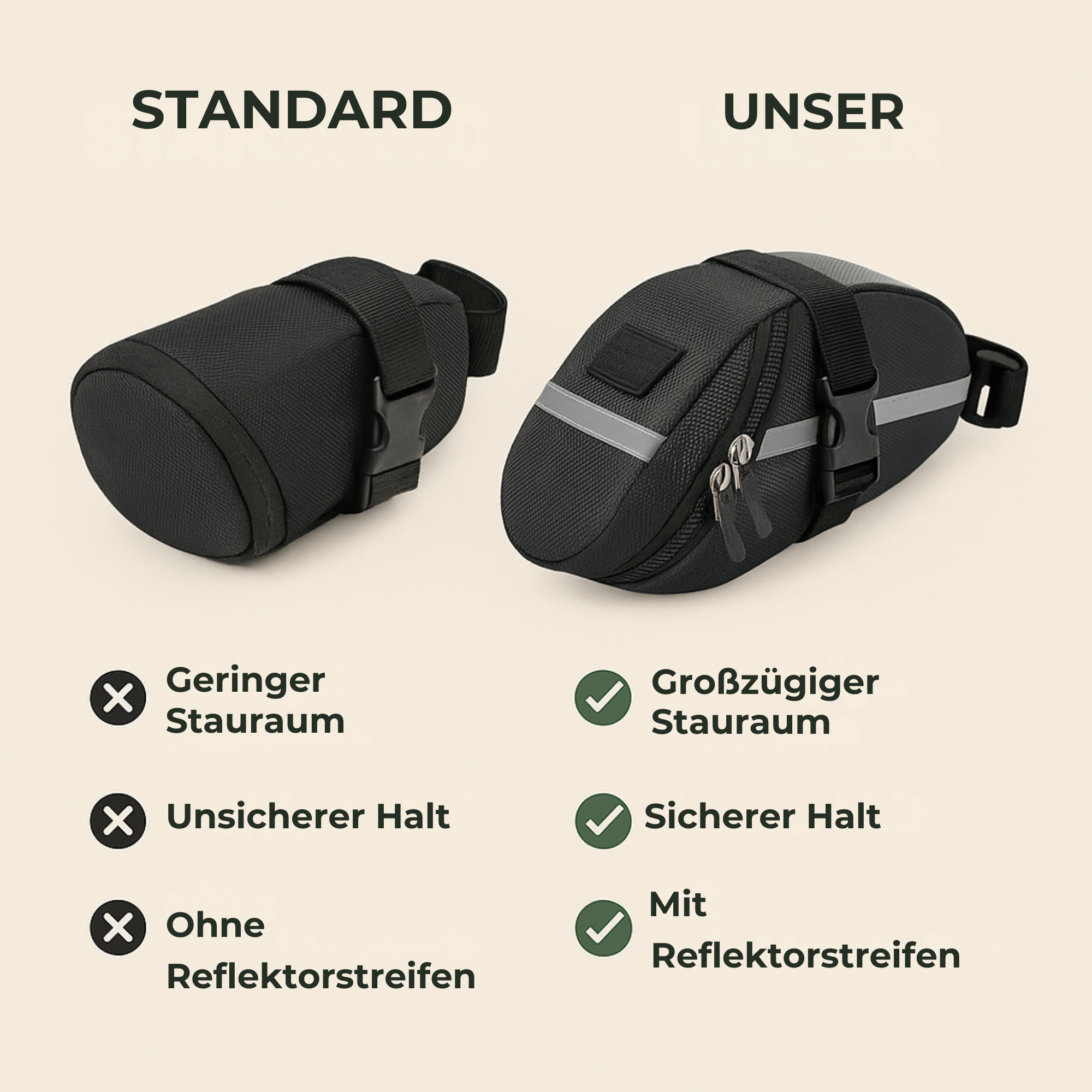 TrailMate – wasserdichte Satteltasche | robust PVC Material reflektierend | Fahrrad Werkzeug‑ & Pannentasche