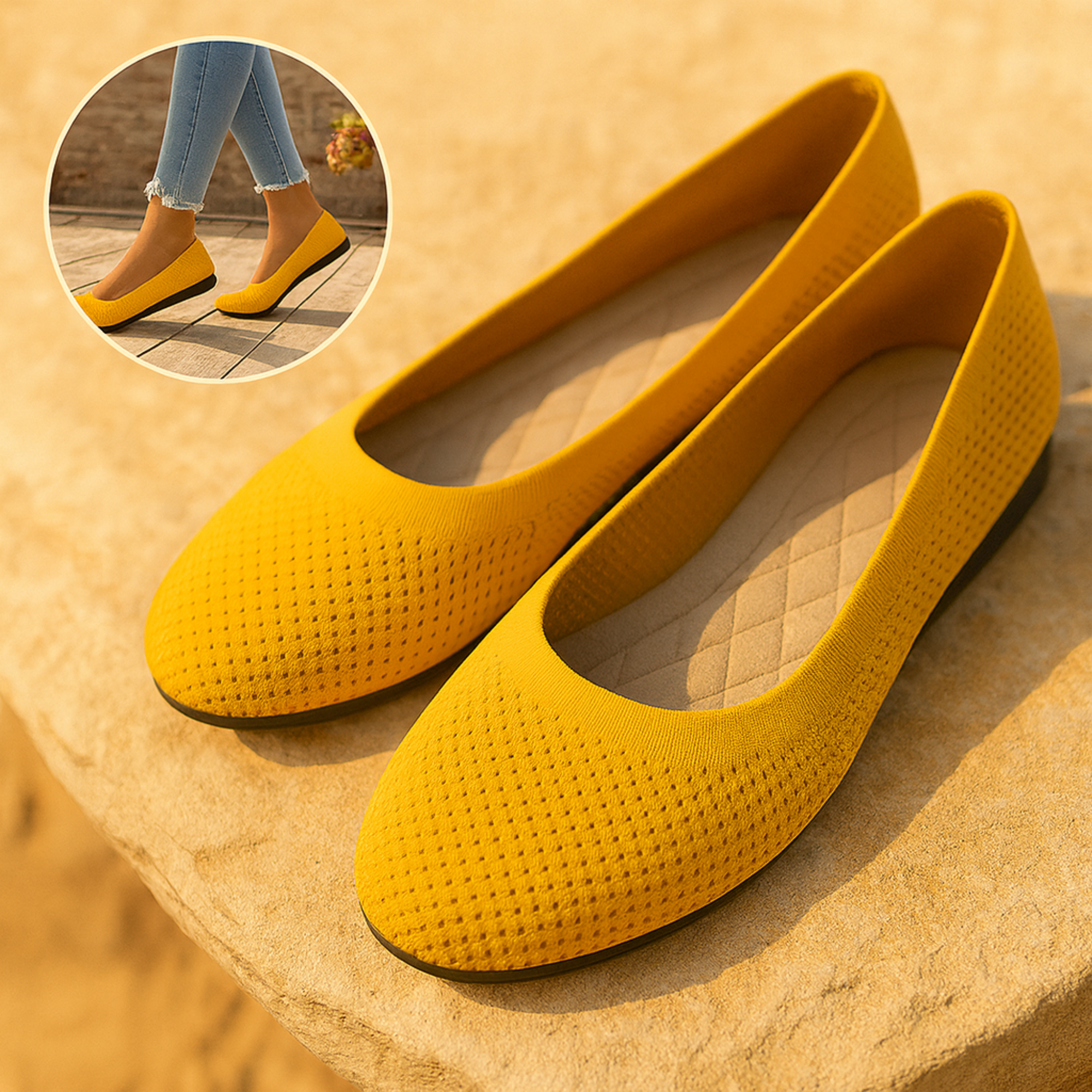 SanaFlex – Ergonomische Barfuß Ballerinas | atmungsaktiv & flexibel | blasenfrei | Damen Komfortschuh für Alltag