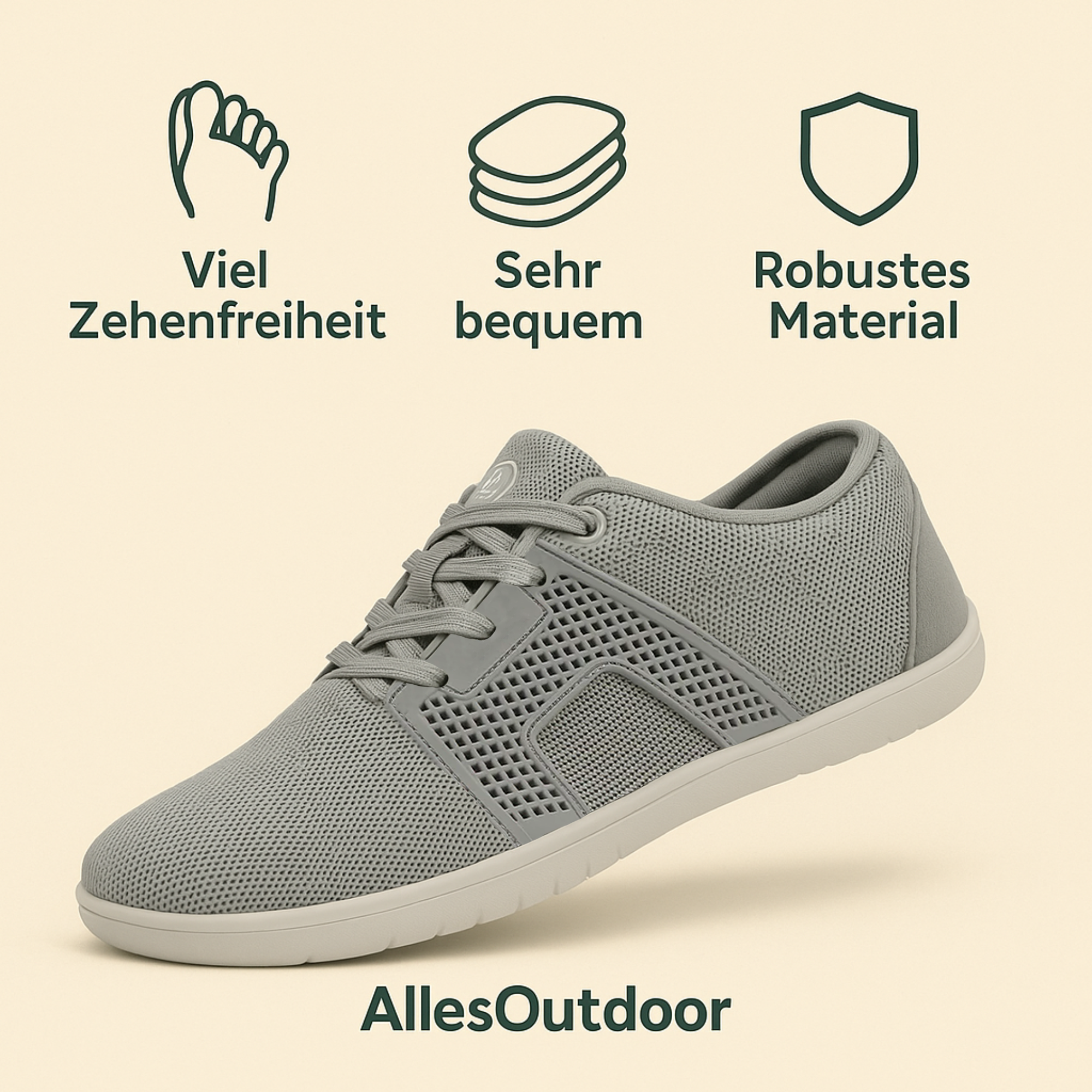 BareStep – Barfuß Sneaker | Gelenkentlastung Orthopädiesohle rutschfest | Alltag & Büro Unisex