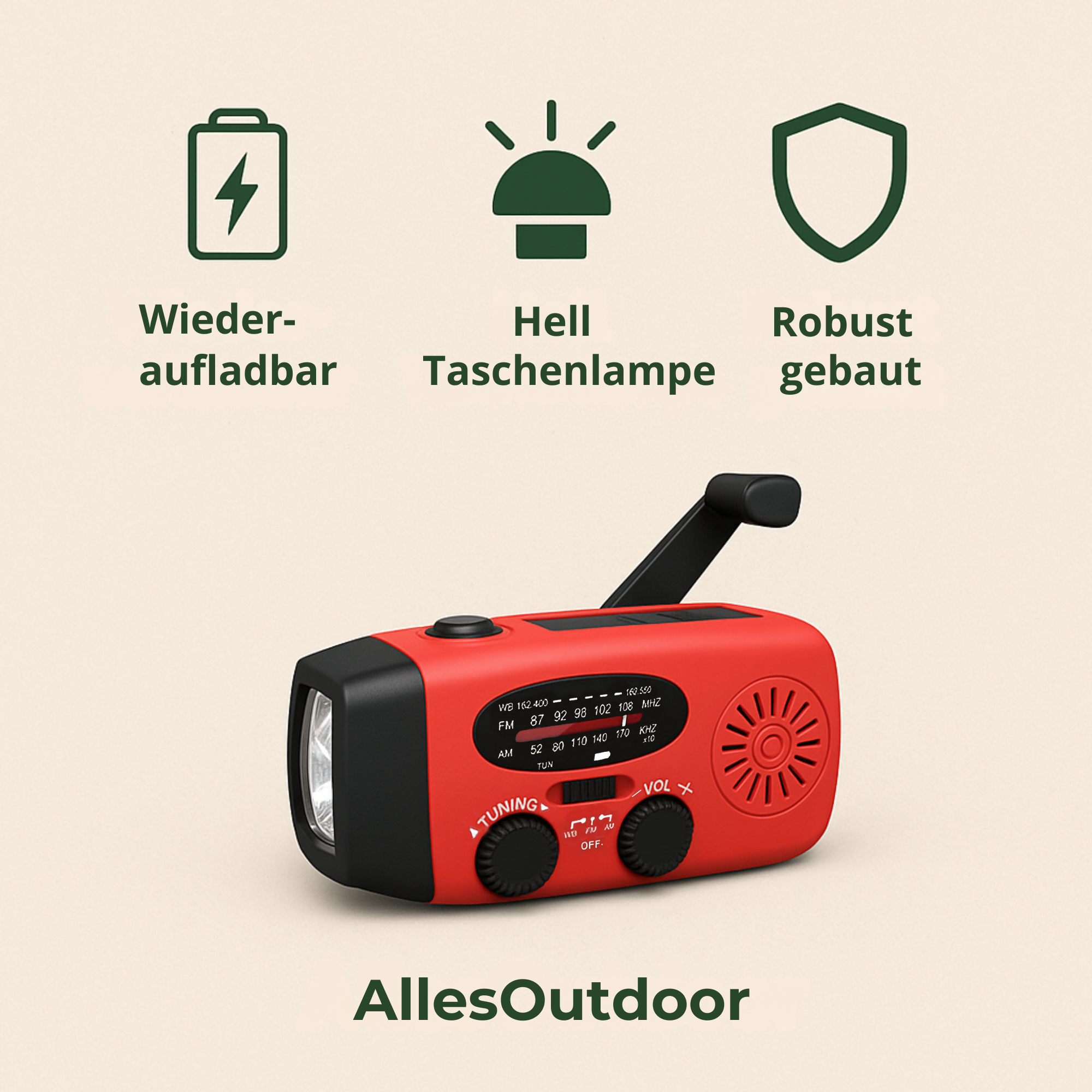 PowerUp – Solar Notstrom Powerbank mit Kurbel | Autarke Stromquelle für Camping, Outdoor & Stromausfall