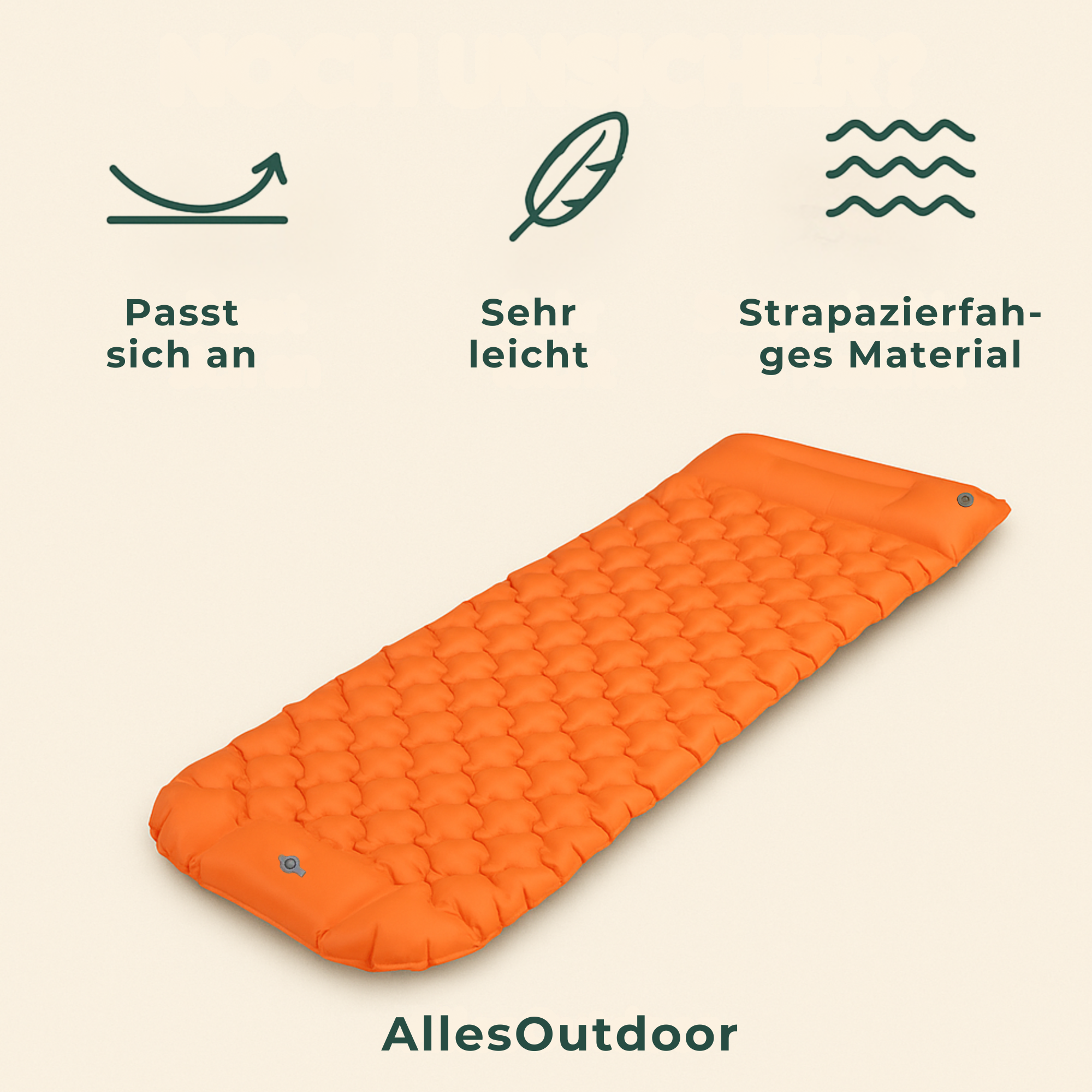 AirEase – selbstaufblasbare Isomatte | 8 cm Komfortdicke wasserfest | ultraleicht & kompakt für Camping & Festival