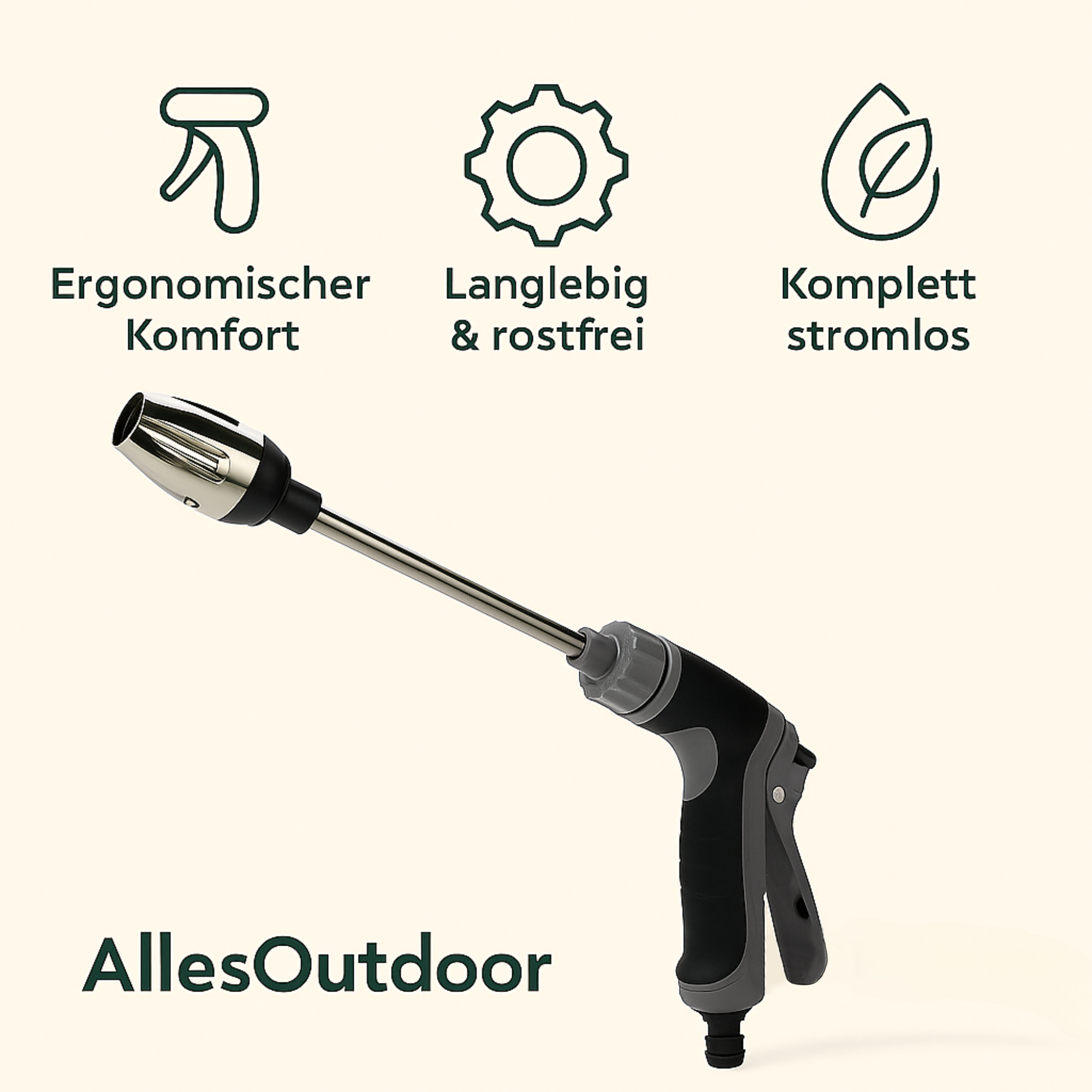 AquaJet – Hochdruck Reinigungsdüse für Gartenschlauch | Turbostrahl gegen hartnäckigen Schmutz Edelstahlkopf | Für Terrasse Auto Fassade