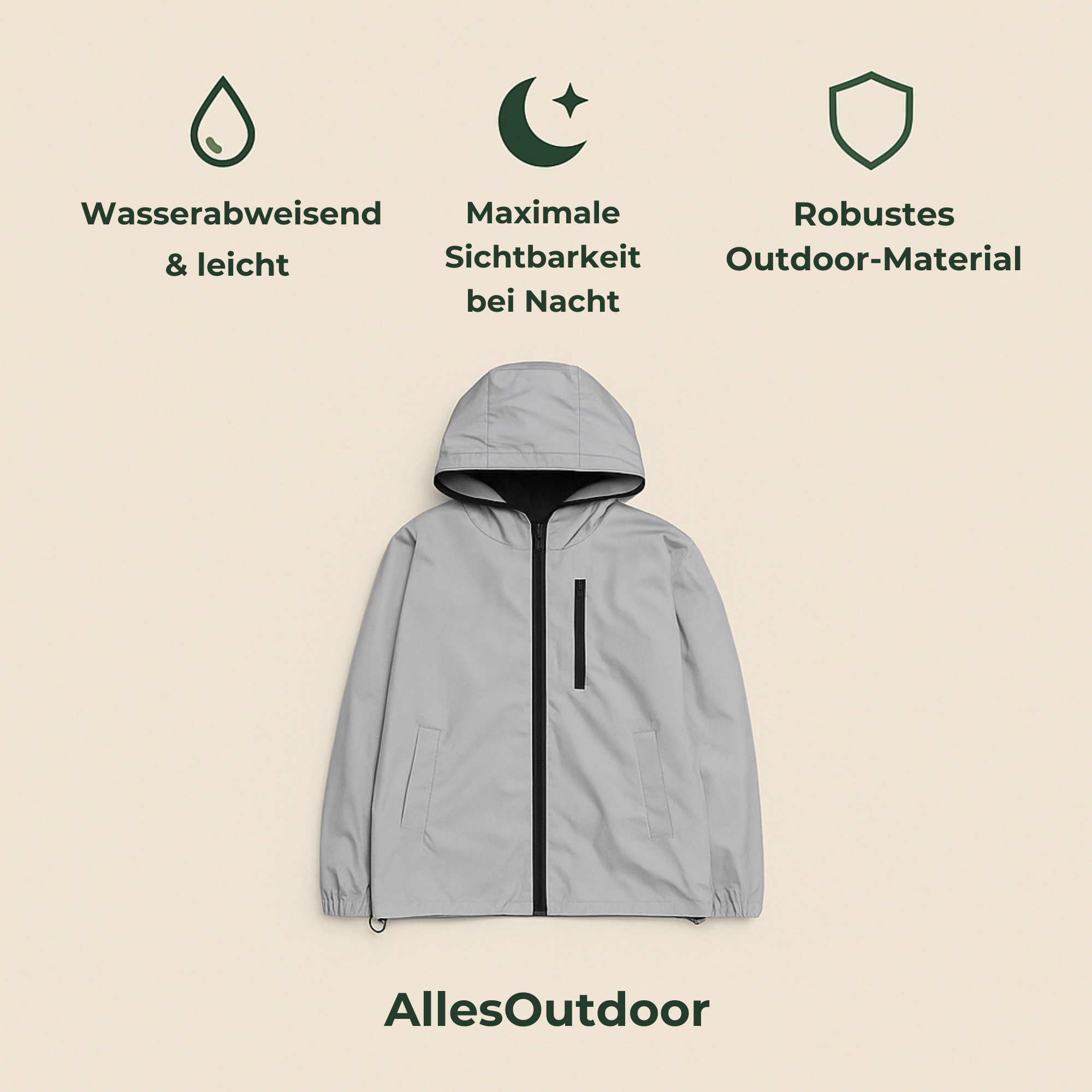 GlowJac – Regenjacke reflektierend | wind‑ und wasserabweisend | Unisex Outdoor & Radfahrer