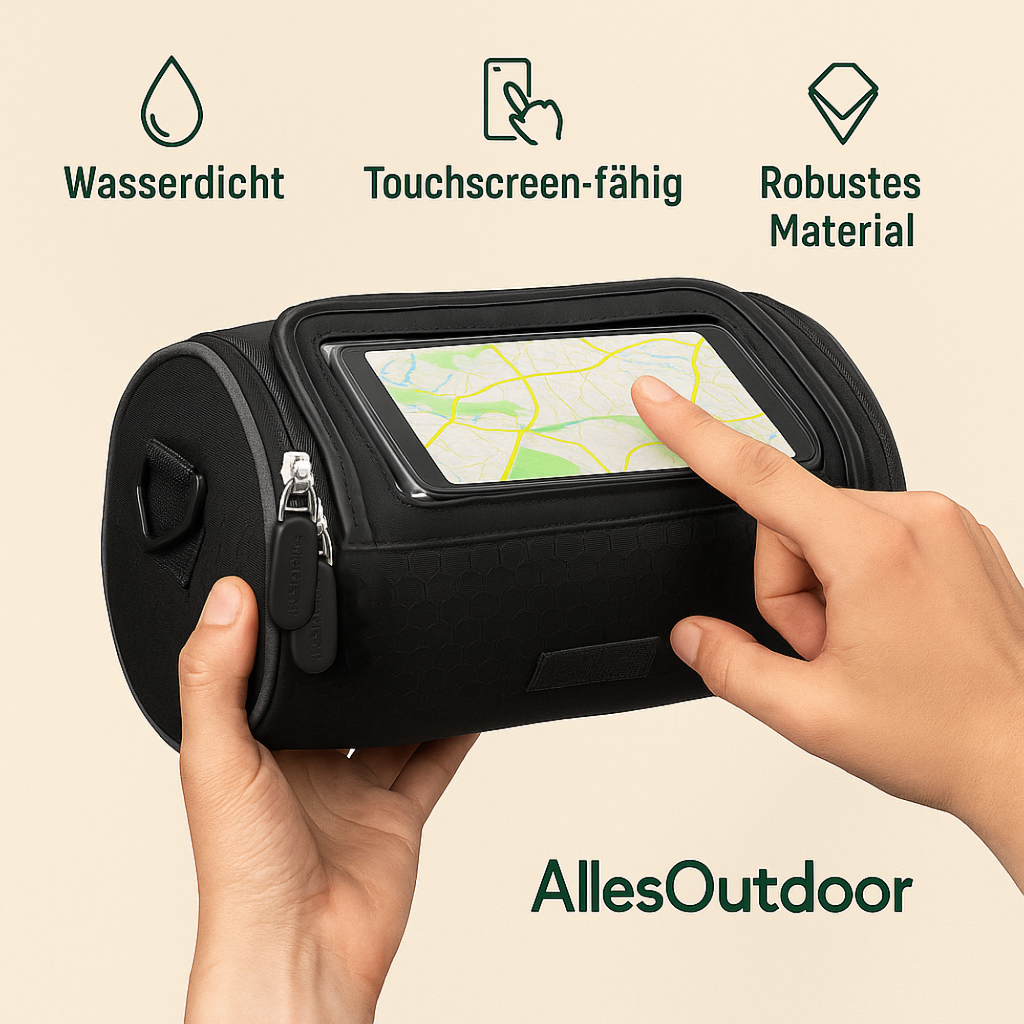 VeloTrail – Fahrradtasche mit Handyfach | Wasserdichtes Touchscreen-Nylon | Lenker- & Schultertasche für Pendler & E-Bike Nutzer