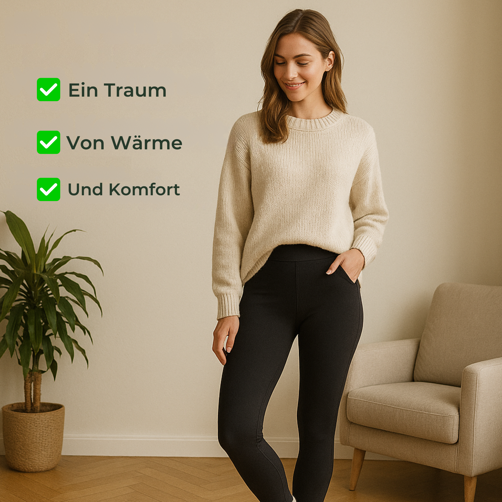 ThermoPants – Thermoleggings Damen | fleecegefüttert atmungsaktiv | Winterkomfort für Outdoor und Alltag