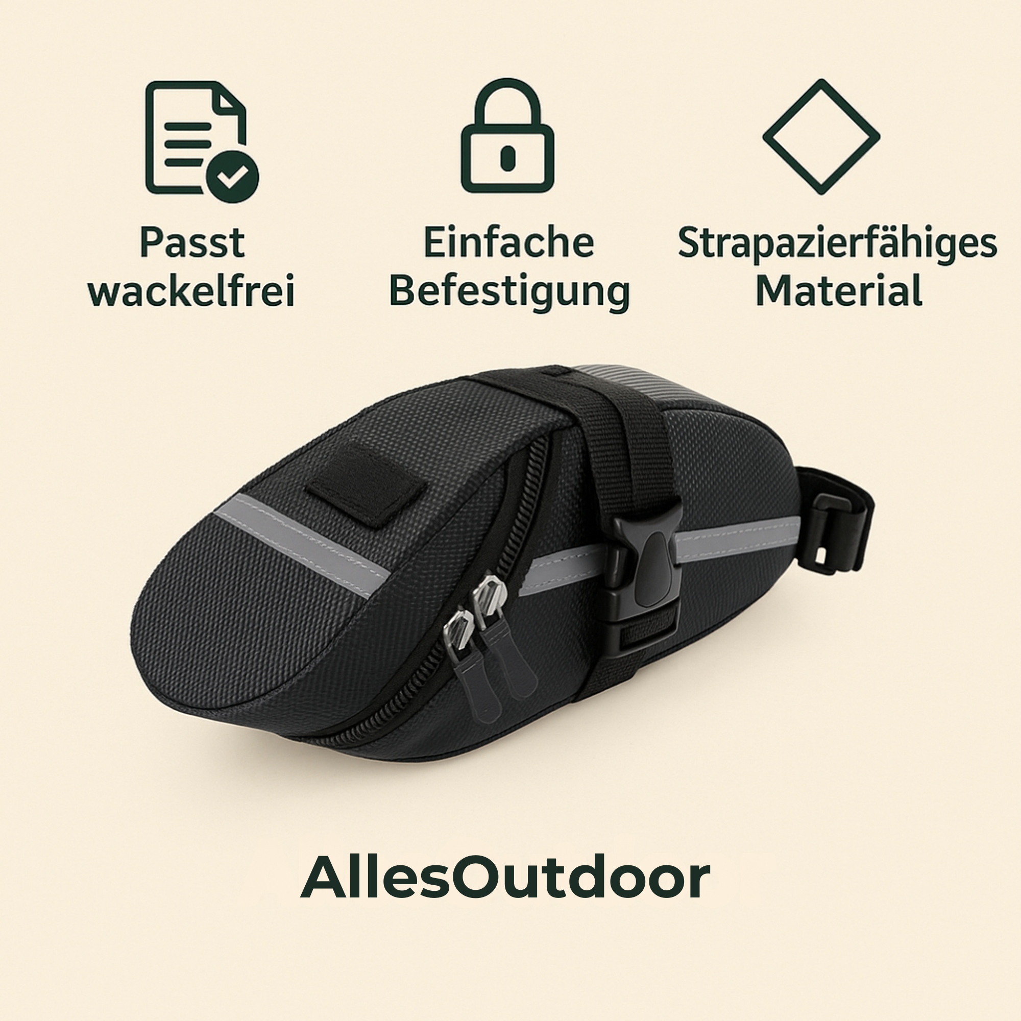 TrailMate – wasserdichte Satteltasche | robust PVC Material reflektierend | Fahrrad Werkzeug‑ & Pannentasche