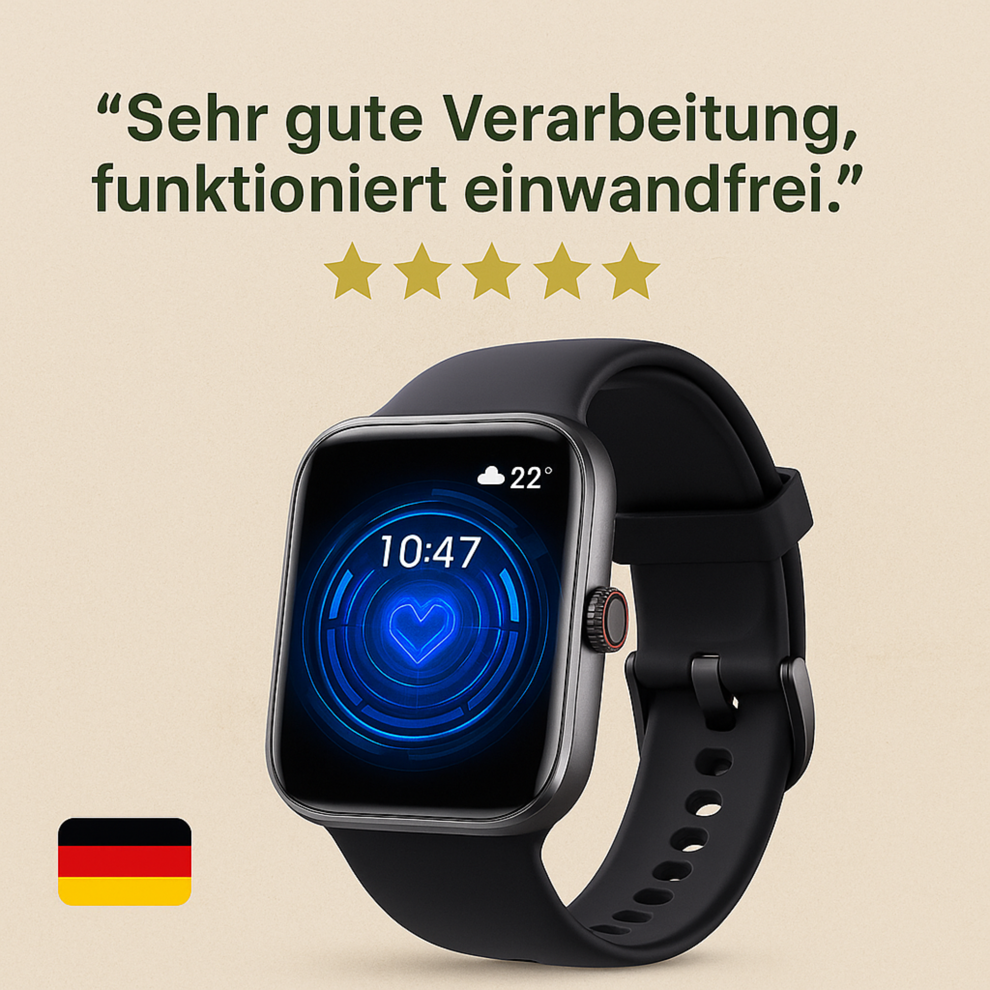 GlucoSense – Smartwatch mit Blutzuckermessung | Herzfrequenz & Schlaftracking | Für Diabetiker & Gesundheitsbewusste